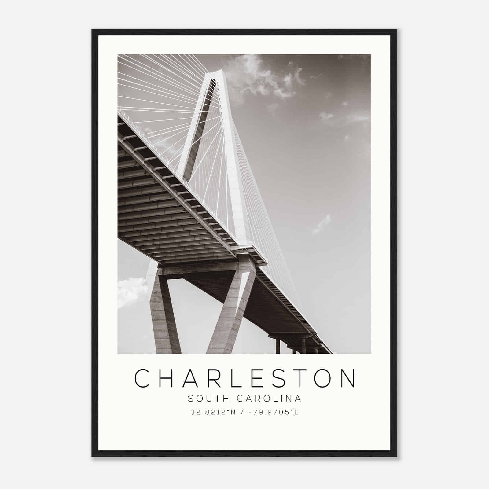 Charleston South Carolina DS3 Photo Travel Poster BW, Charleston South Carolina Travel Print, Minimalist Travel Print