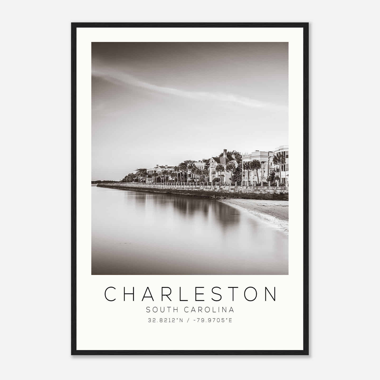 Charleston South Carolina DS4 Photo Travel Poster BW, Charleston South Carolina Travel Print, Minimalist Travel Print