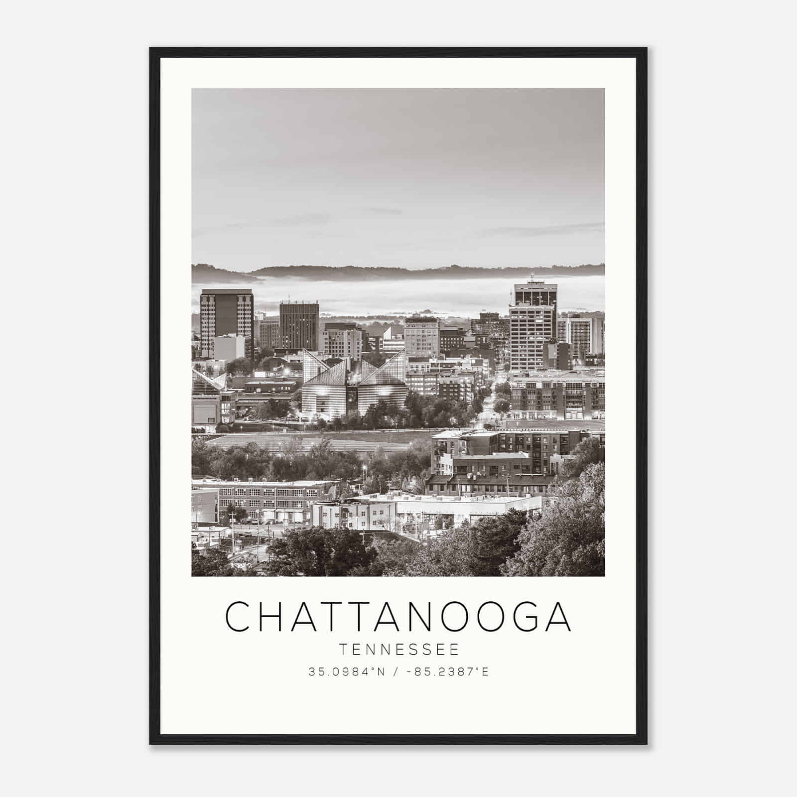 Chattanooga Tennessee Photo Travel Poster BW, Chattanooga Travel Print, Minimalist Travel Print DS3