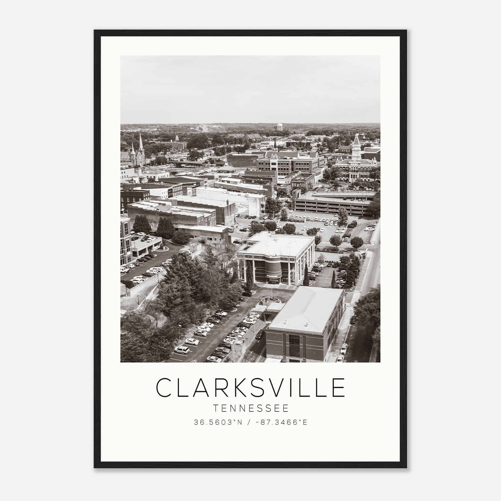 Clarksville Tennessee Photo Travel Poster BW, Clarksville Travel Print, Minimalist Travel Print