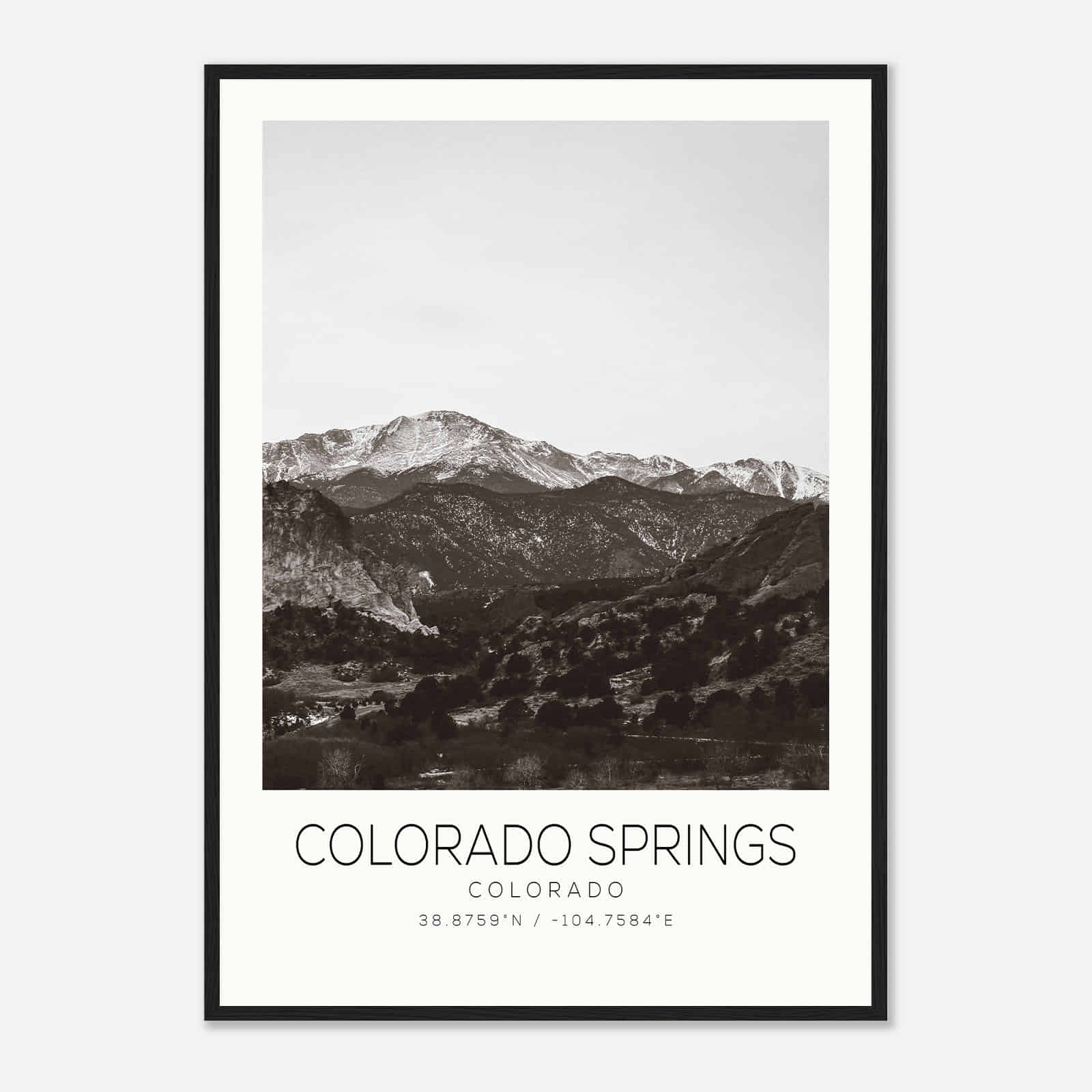 Colorado Springs Colorado Photo Travel Poster BW, Colorado Springs Colorado Travel Print, Minimalist Travel Print DS2