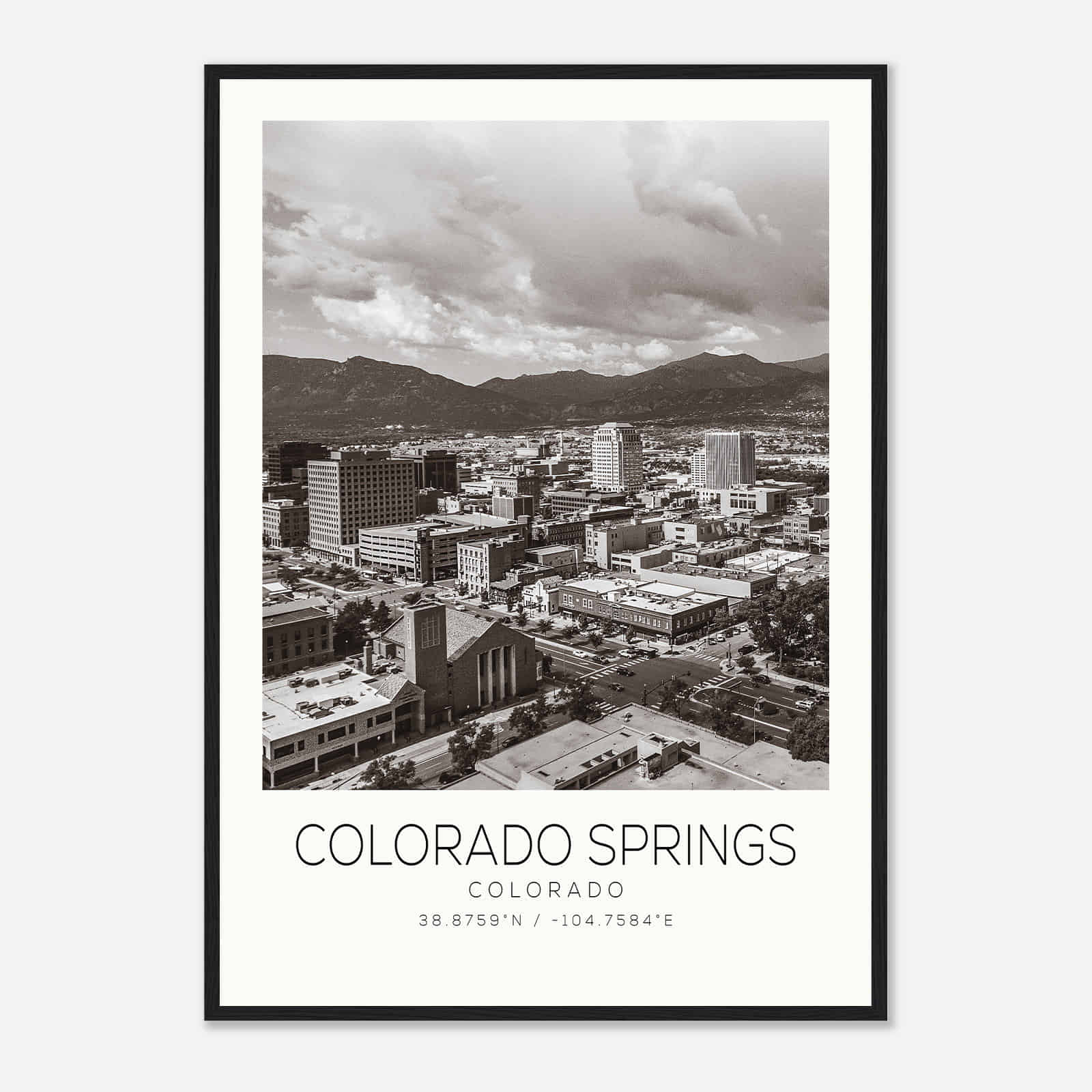 Colorado Springs Colorado Photo Travel Poster BW, Colorado Springs Colorado Travel Print, Minimalist Travel Print