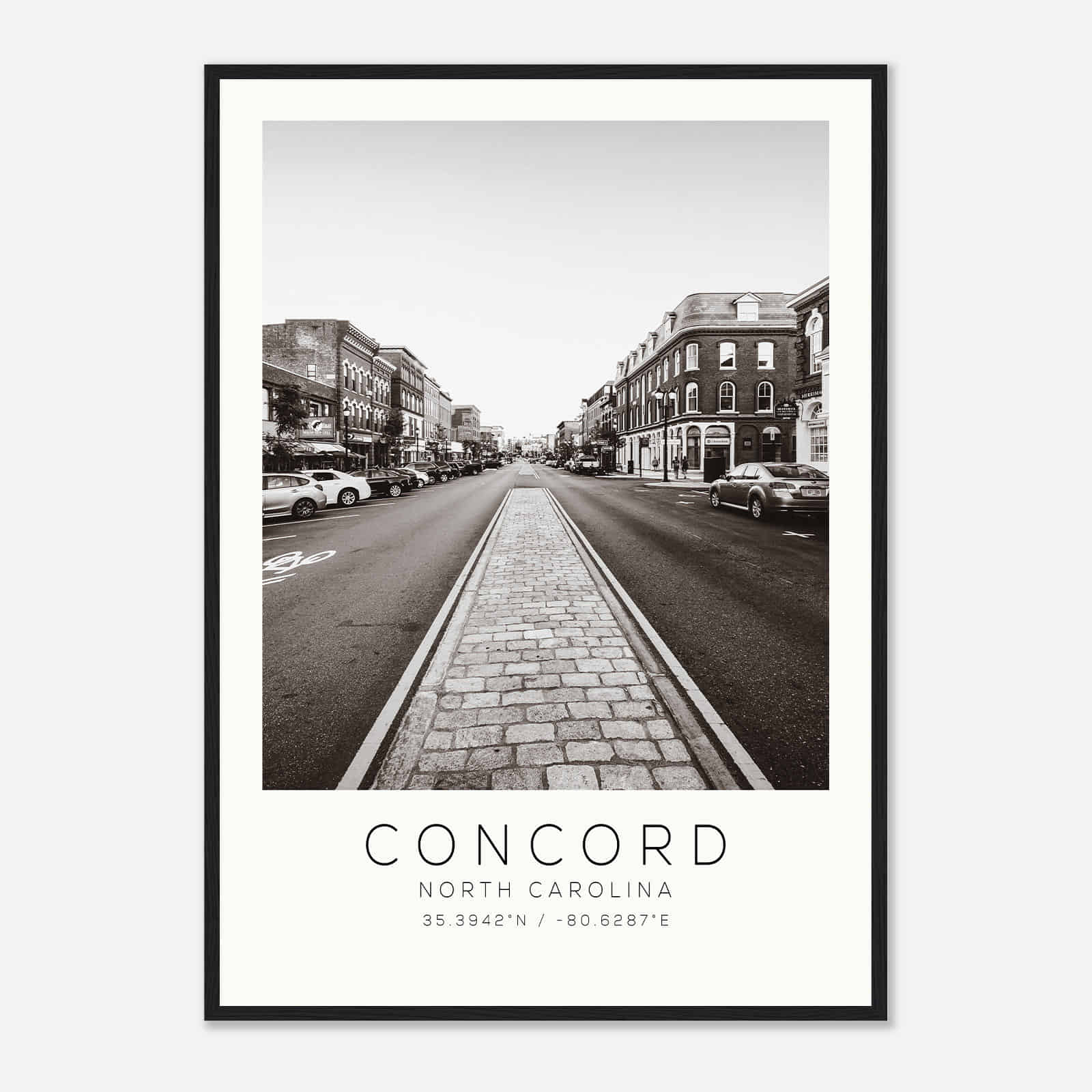 Concord North Carolina Photo Travel Poster BW, Concord Travel Print, Minimalist Travel Print