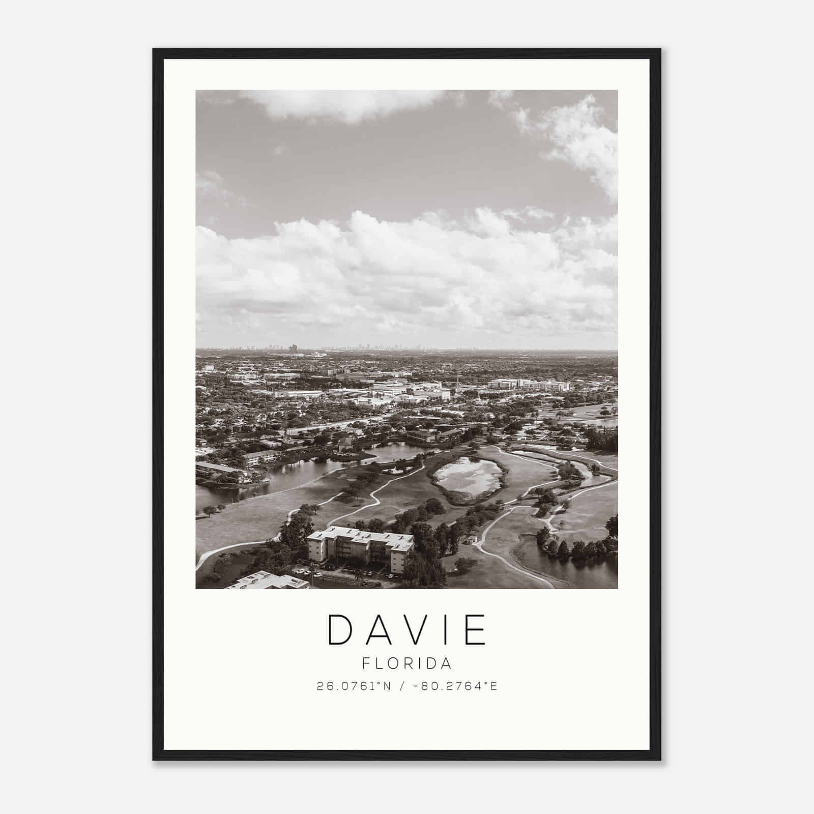 Davie Florida Photo Travel Poster BW, Davie Travel Print, Minimalist Travel Print