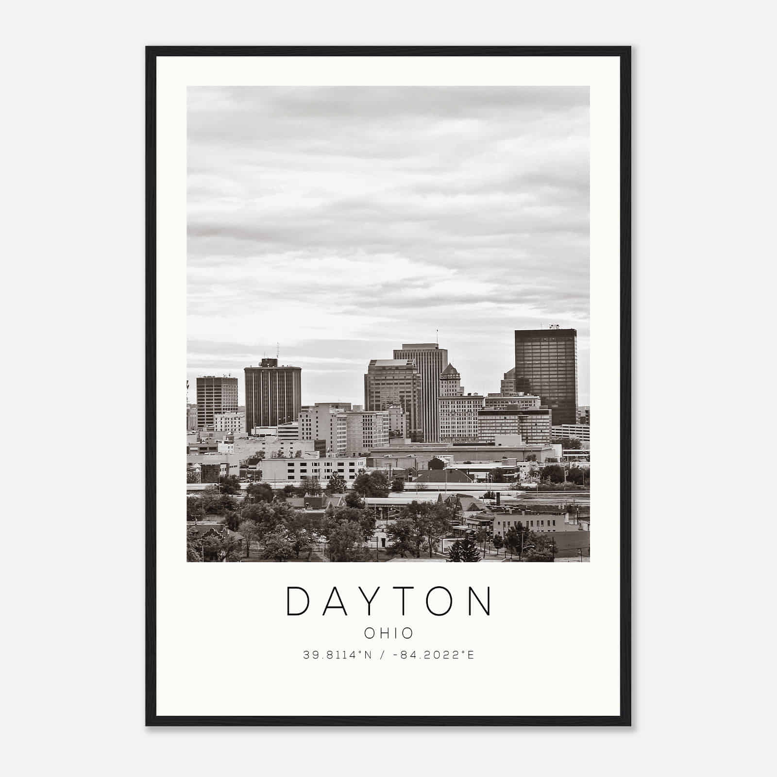 Dayton Ohio Photo Travel Poster BW, Dayton Ohio Travel Print, Minimalist Travel Print DS1