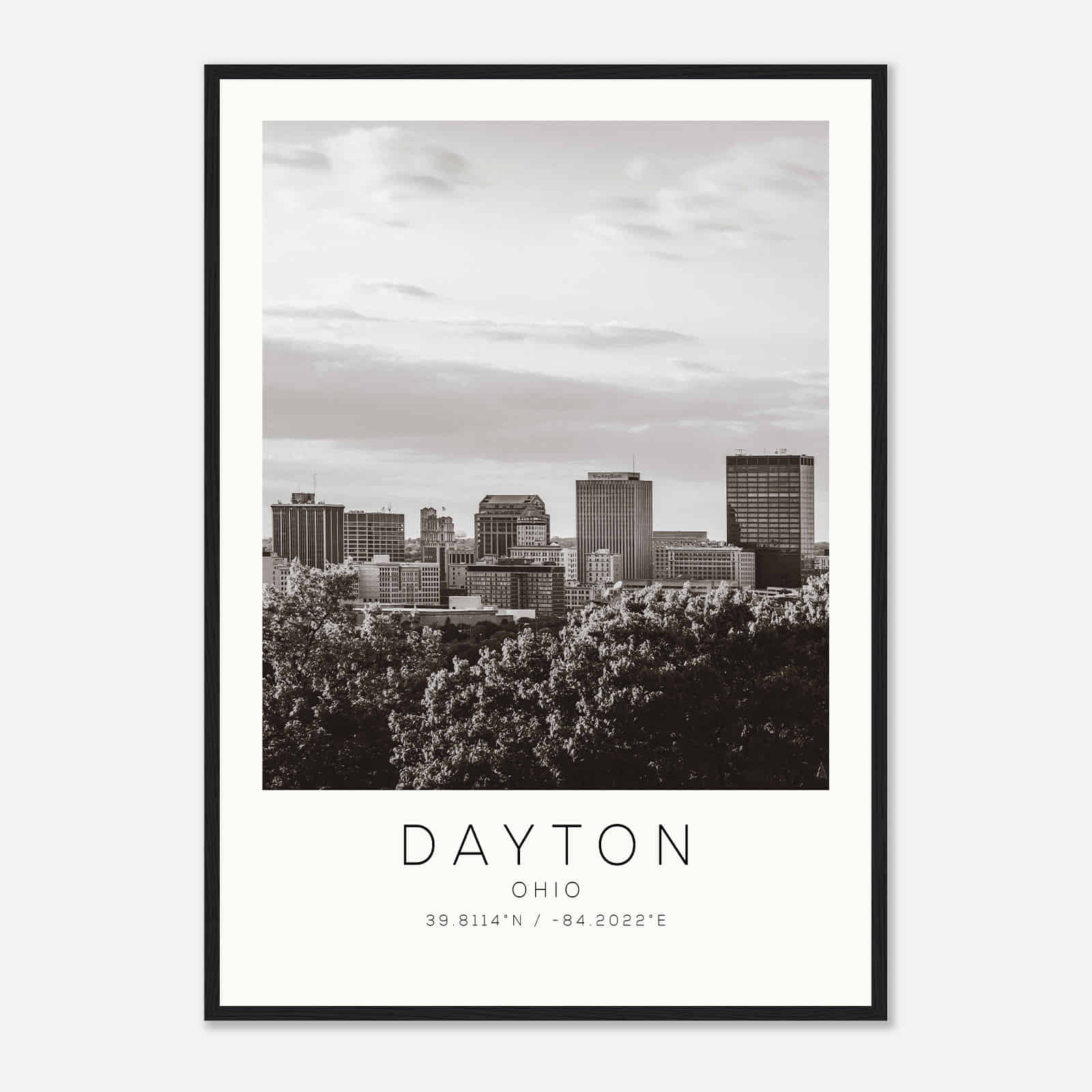 Dayton Ohio Photo Travel Poster BW, Dayton Ohio Travel Print, Minimalist Travel Print