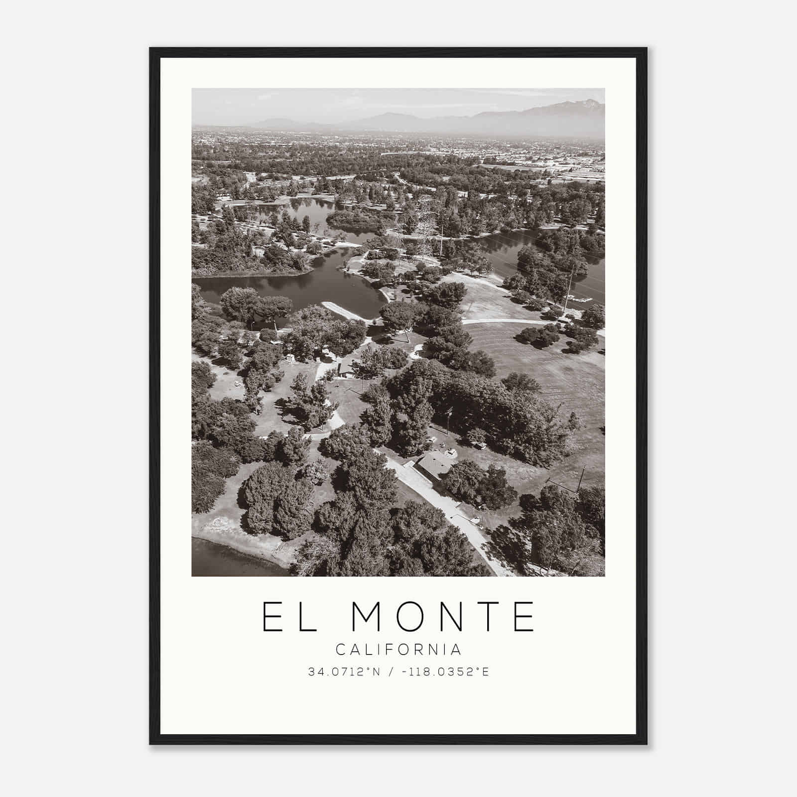 El Monte California Photo Travel Poster BW, El Monte Travel Print, Minimalist Travel Print