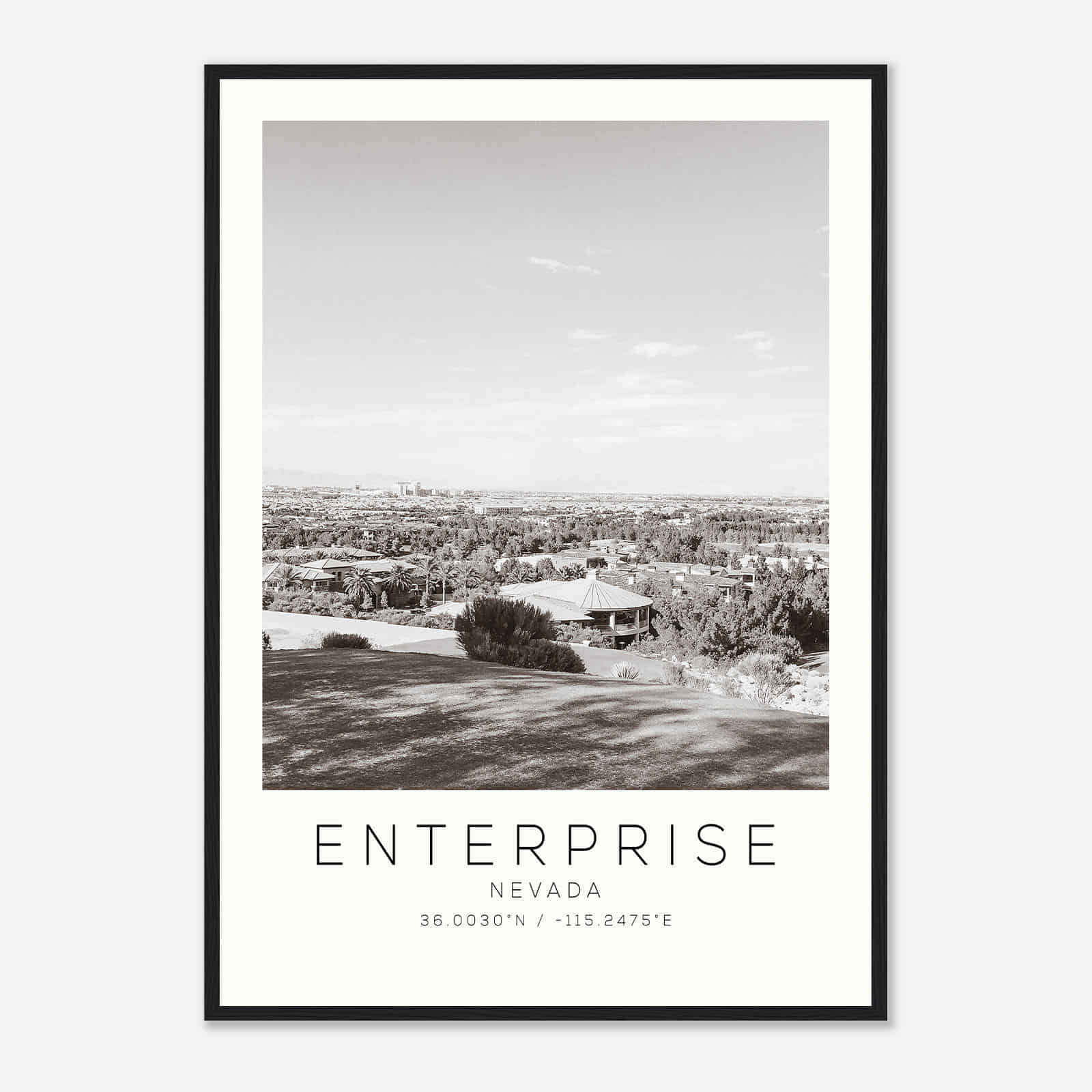 Enterprise Nevada Photo Travel Poster BW, Enterprise Travel Print, Minimalist Travel Print DS2