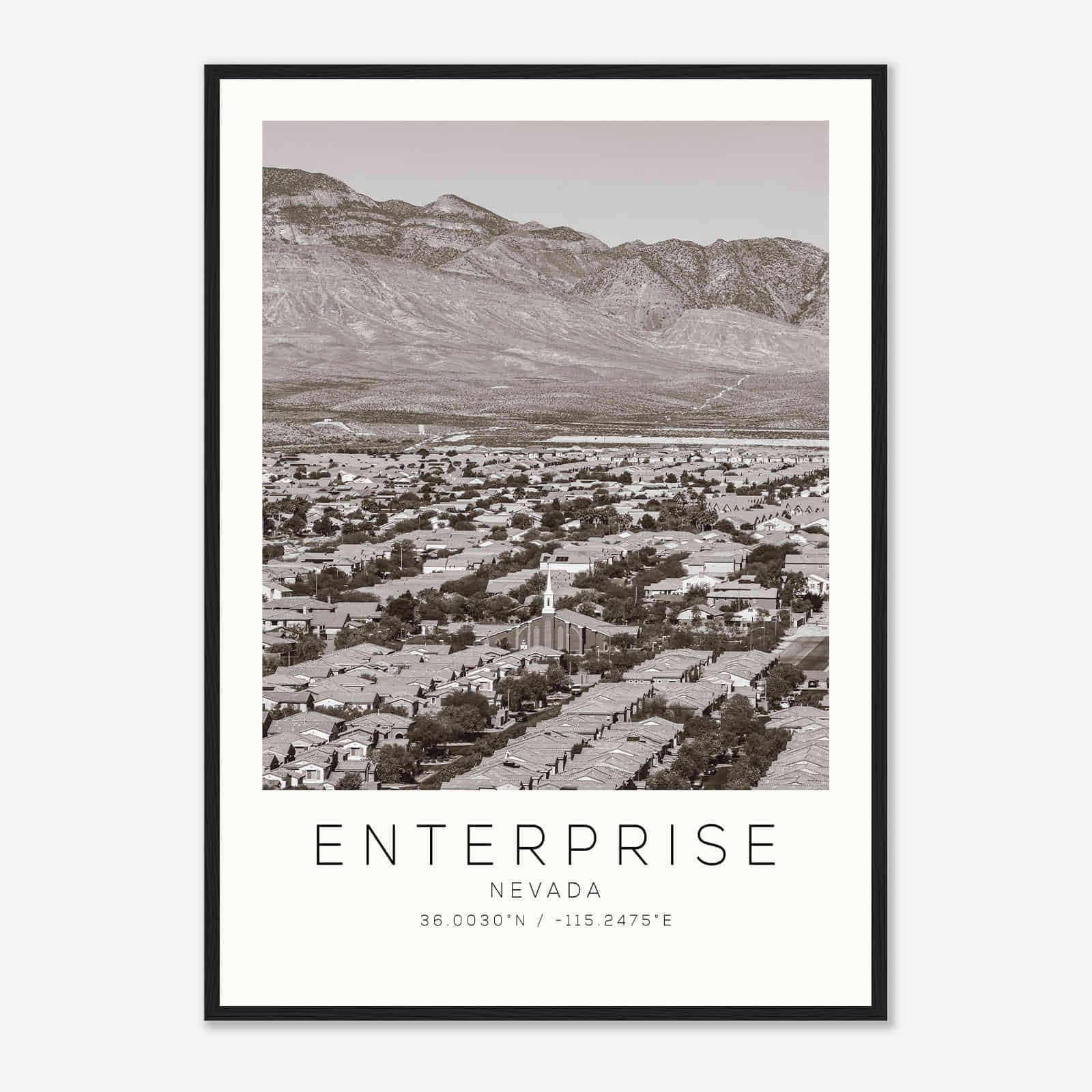 Enterprise Nevada Photo Travel Poster BW, Enterprise Travel Print, Minimalist Travel Print