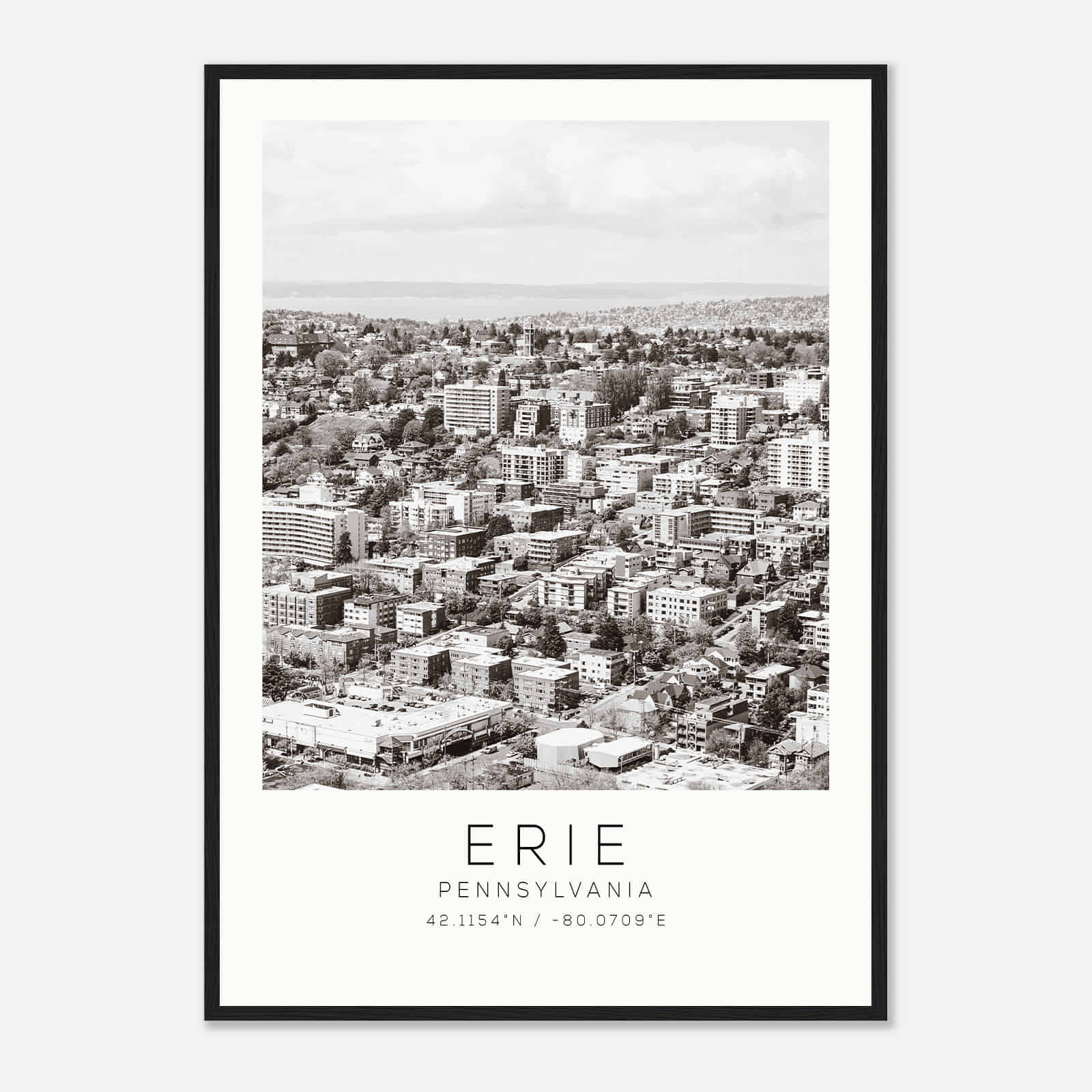 Erie Pennsylvania Photo Travel Poster BW, Erie Travel Print, Minimalist Travel Print