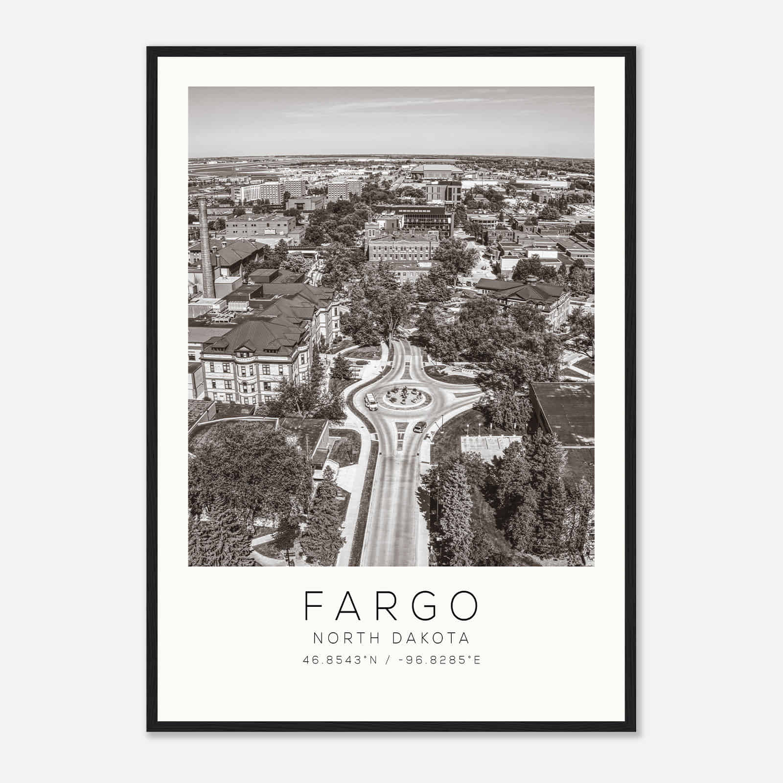Fargo North Dakota Photo Travel Poster BW, Fargo Travel Print, Minimalist Travel Print