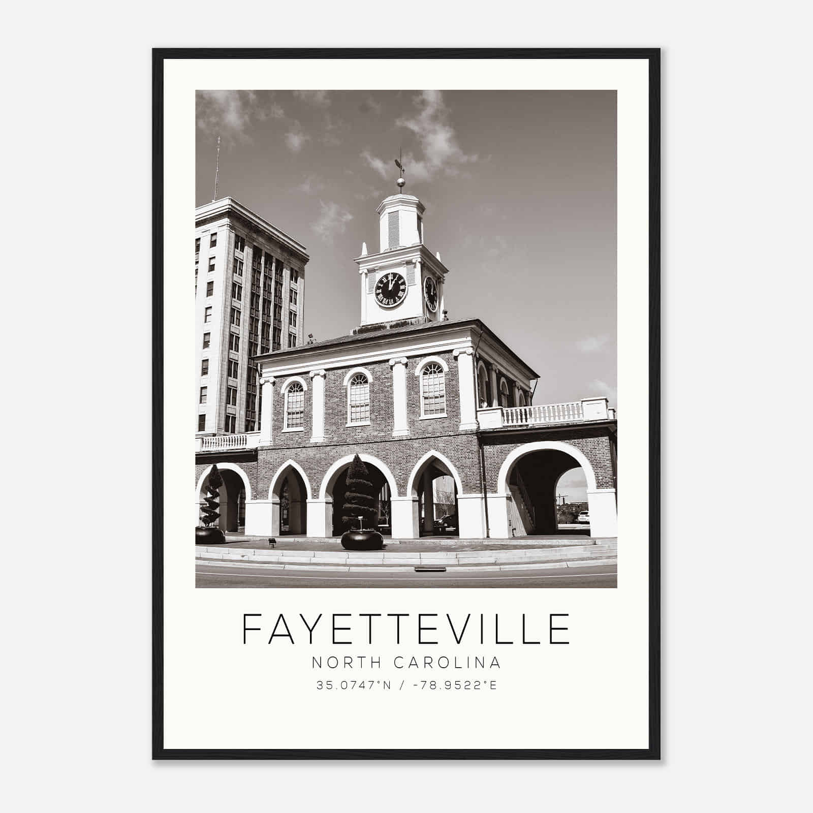 Fayetteville North Carolina Photo Travel Poster BW, Fayetteville Travel Print, Minimalist Travel Print DS1