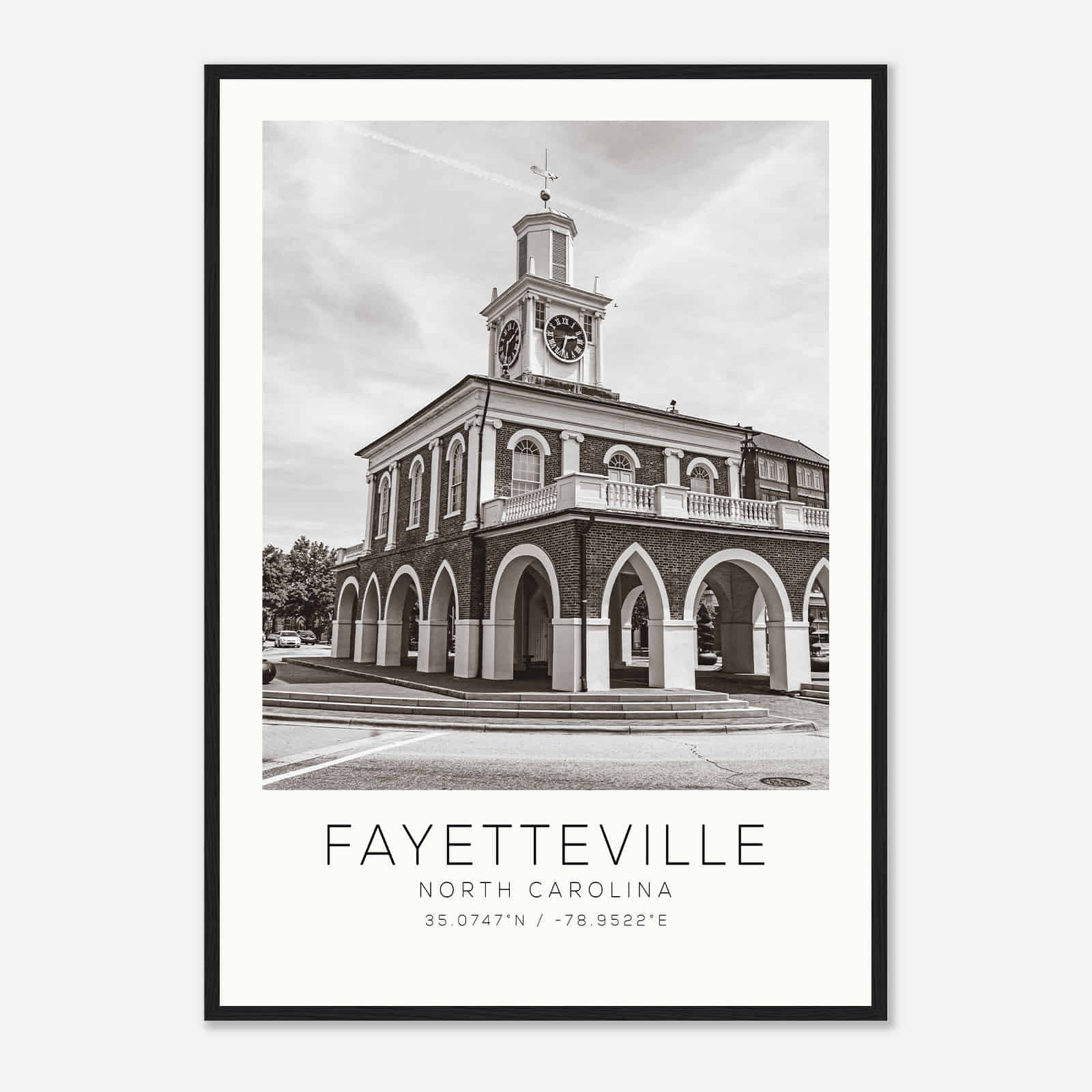 Fayetteville North Carolina Photo Travel Poster BW, Fayetteville Travel Print, Minimalist Travel Print DS2