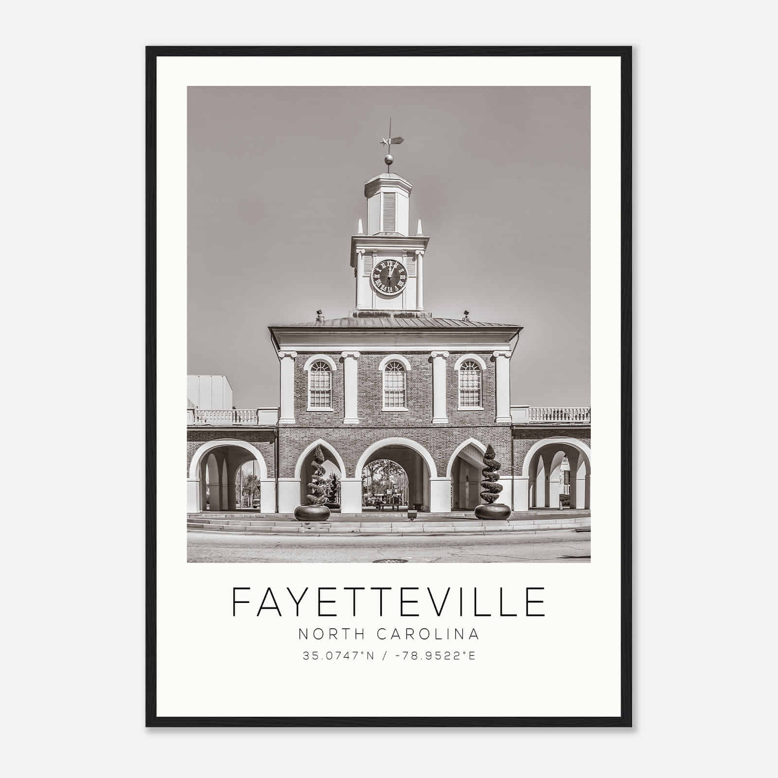 Fayetteville North Carolina Photo Travel Poster BW, Fayetteville Travel Print, Minimalist Travel Print DS3