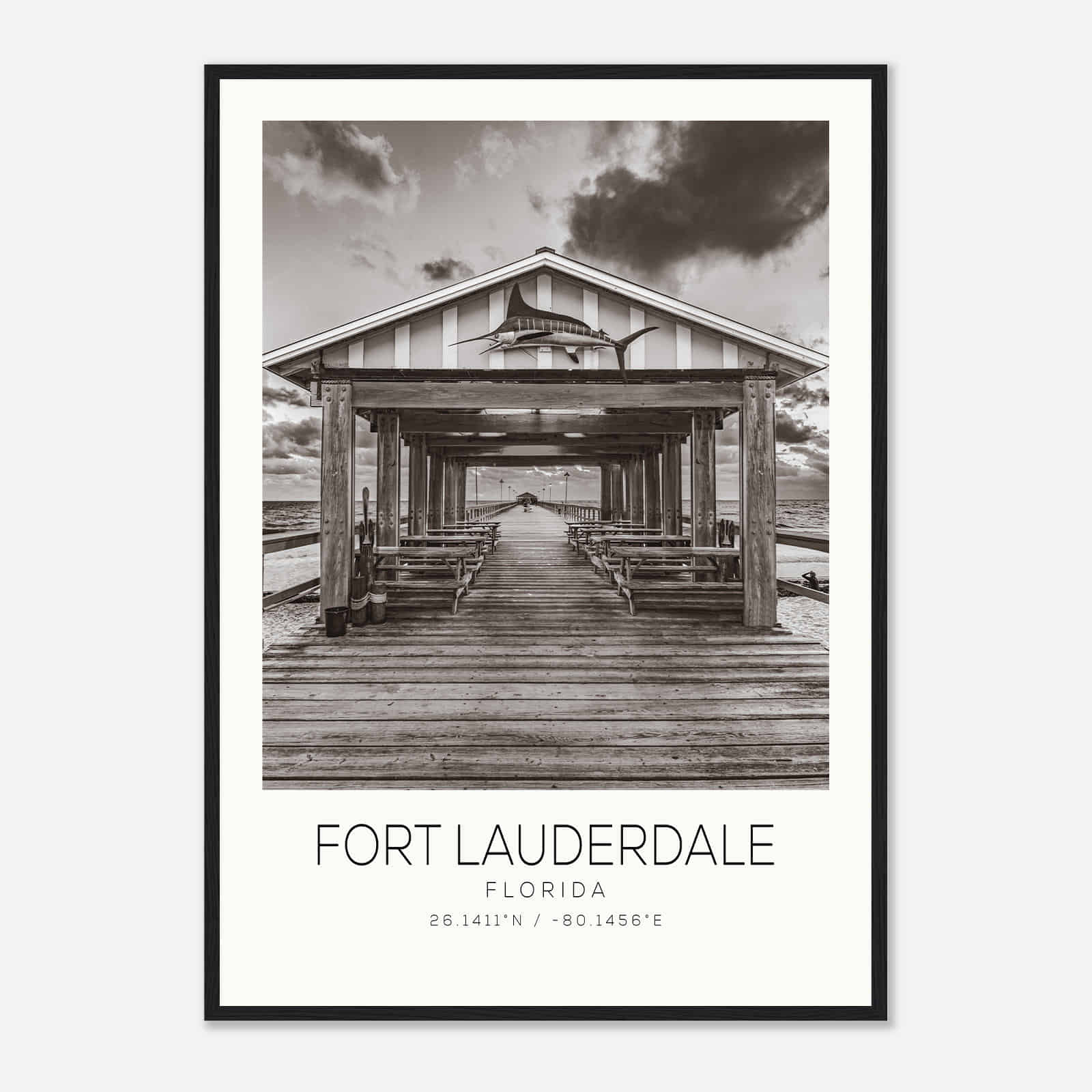 Fort Lauderdale Florida Photo Travel Poster BW, Fort Lauderdale Travel Print, Minimalist Travel Print DS2