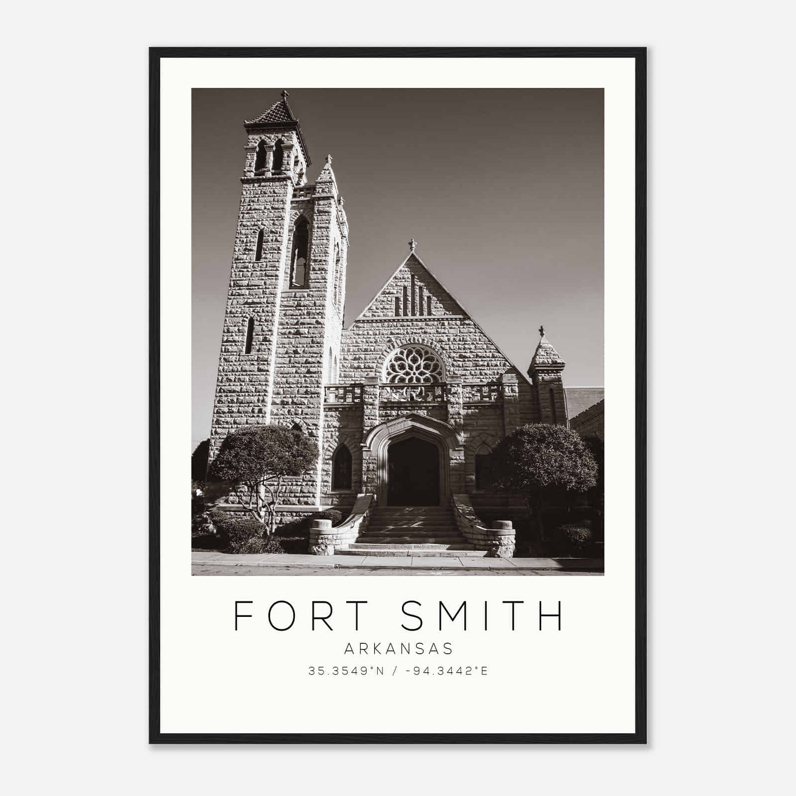 Fort Smith Arkansas Photo Travel Poster BW, Fort Smith Travel Print, Minimalist Travel Print