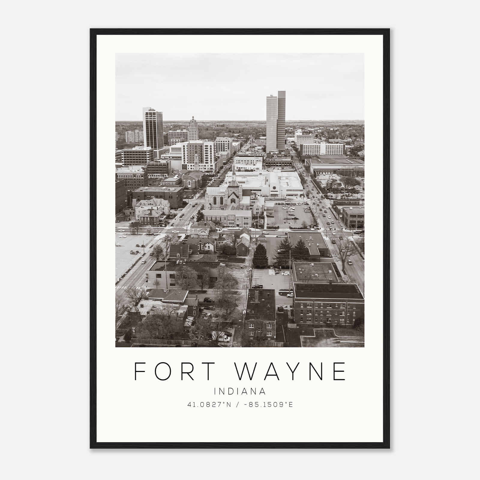 Fort Wayne Indiana Photo Travel Poster BW, Fort Wayne Travel Print, Minimalist Travel Print DS1