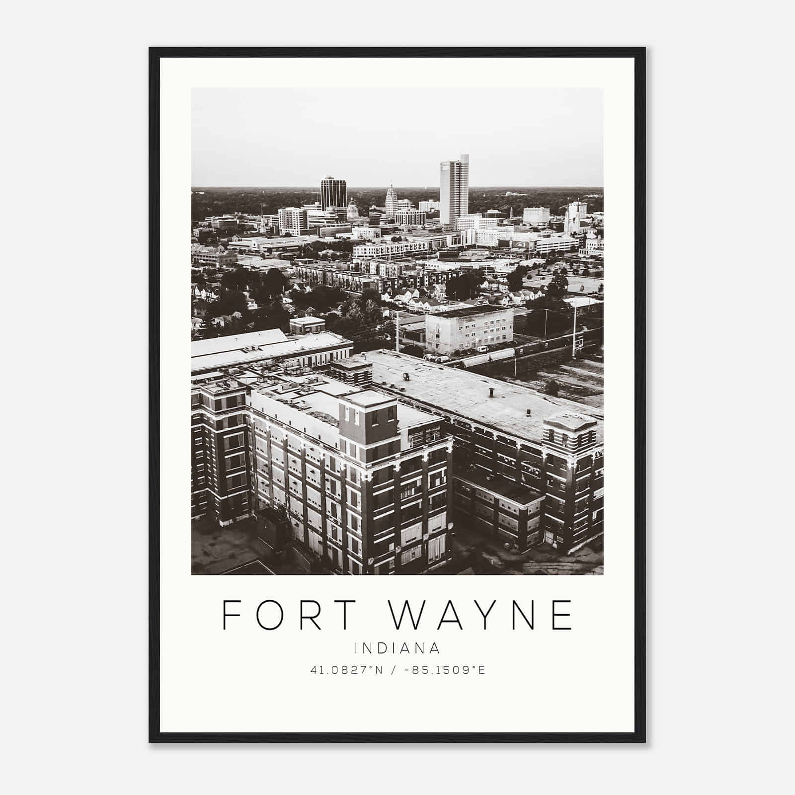 Fort Wayne Indiana Photo Travel Poster BW, Fort Wayne Travel Print, Minimalist Travel Print DS2