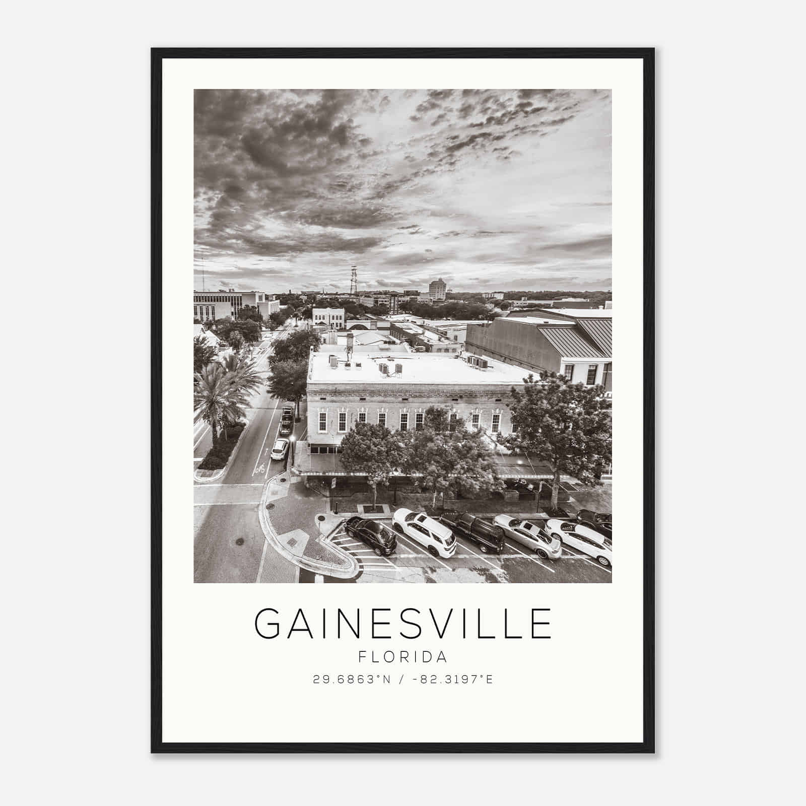 Gainesville Florida Photo Travel Poster BW, Gainesville Travel Print, Minimalist Travel Print