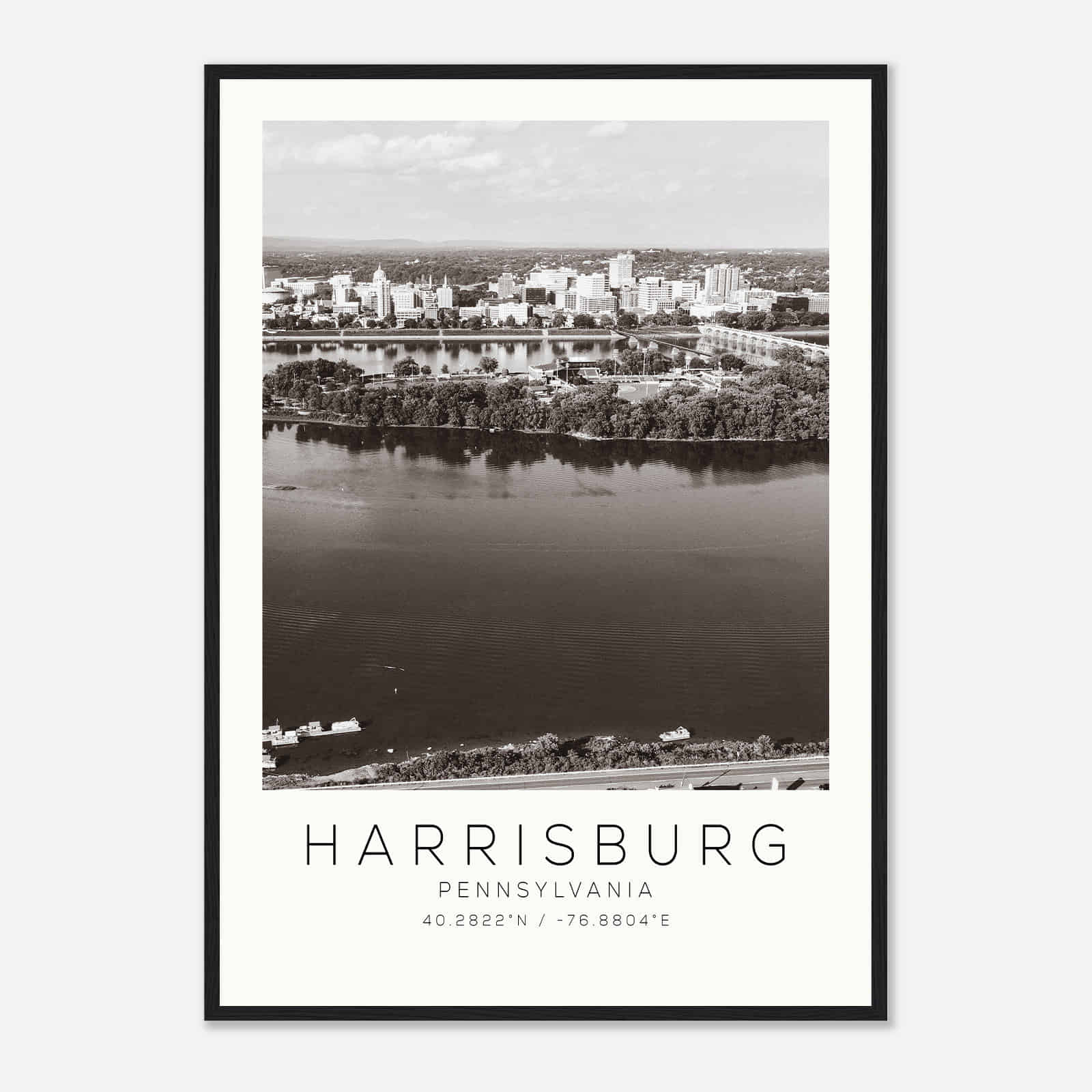 Harrisburg Pennsylvania Photo Travel Poster BW, Harrisburg Travel Print, Minimalist Travel Print DS2