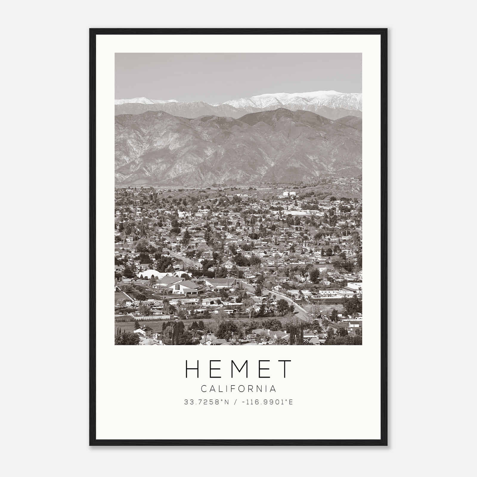 Hemet California Photo Travel Poster BW, Hemet Travel Print, Minimalist Travel Print