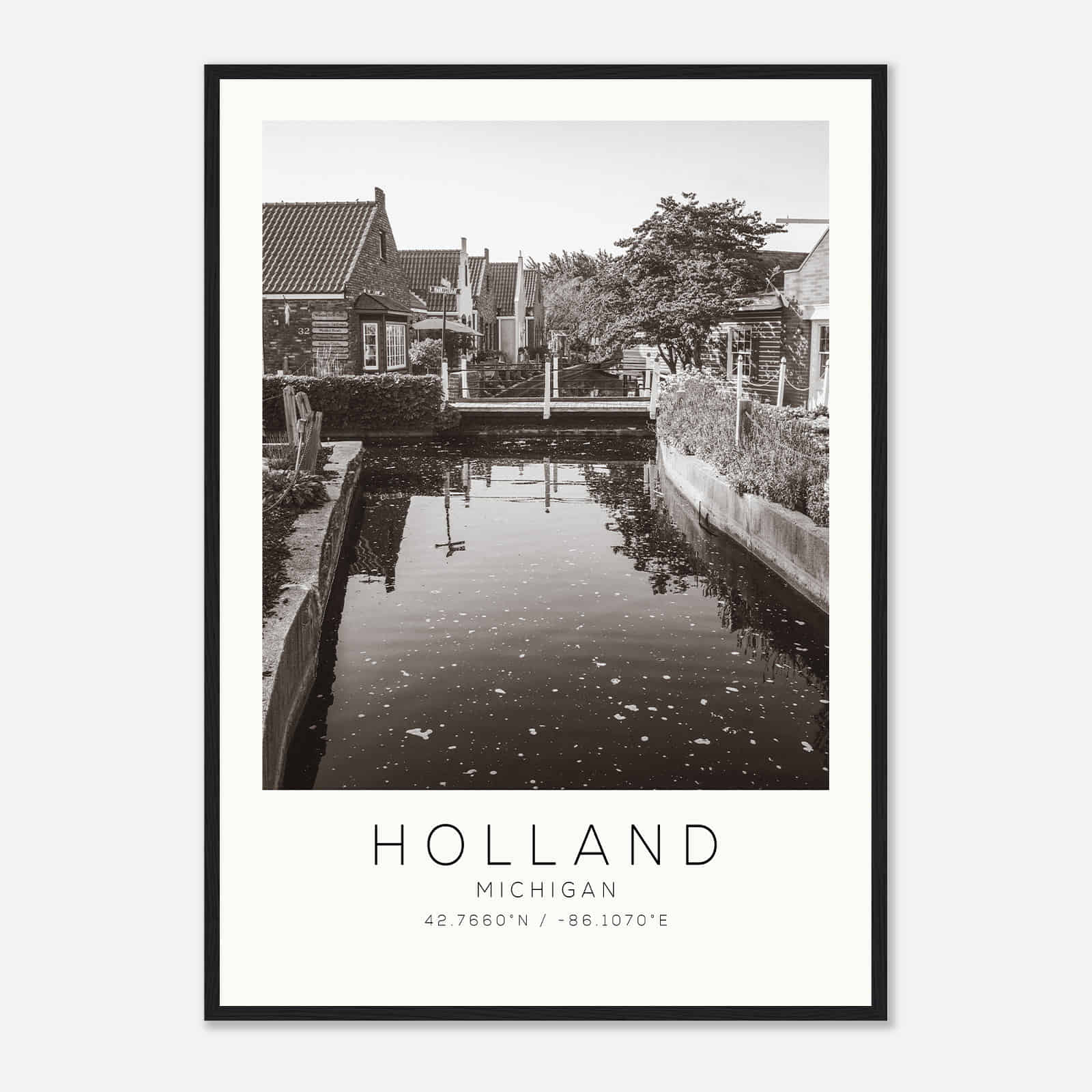 Holland Michigan Photo Travel Poster BW, Holland Travel Print, Minimalist Travel Print DS2