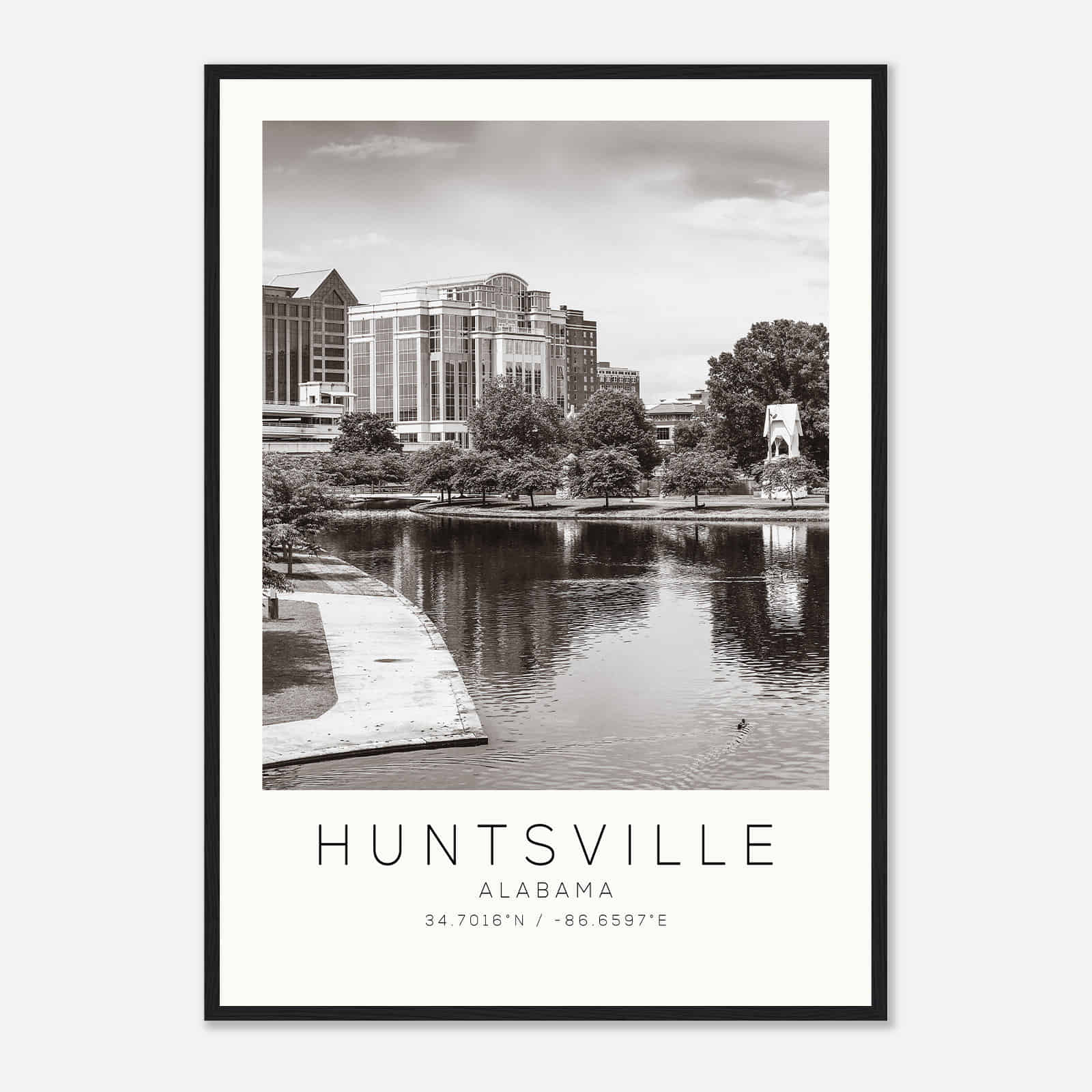 Huntsville Alabama Photo Travel Poster BW, Huntsville Travel Print, Minimalist Travel Print DS1