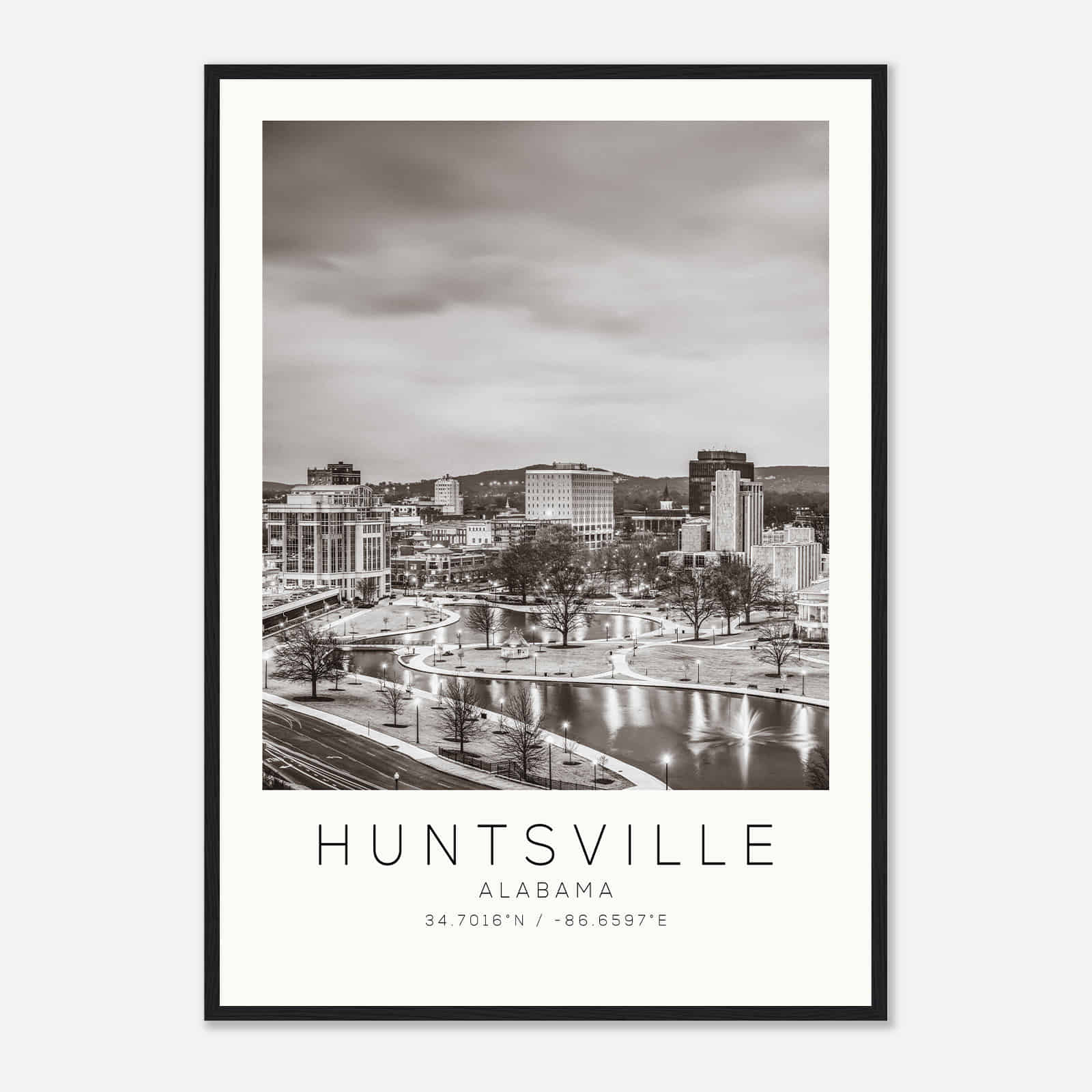 Huntsville Alabama Photo Travel Poster BW, Huntsville Travel Print, Minimalist Travel Print DS2