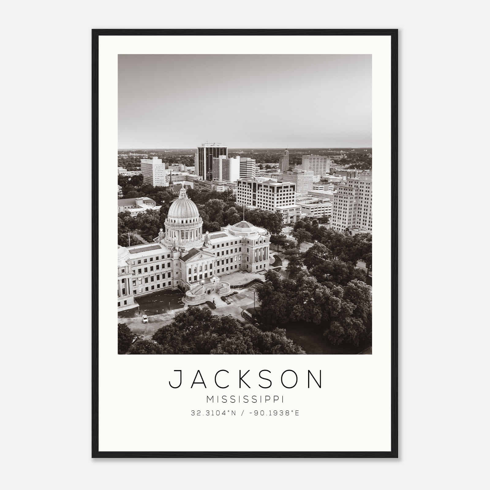 Jackson Mississippi Photo Travel Poster BW, Jackson Travel Print, Minimalist Travel Print DS1