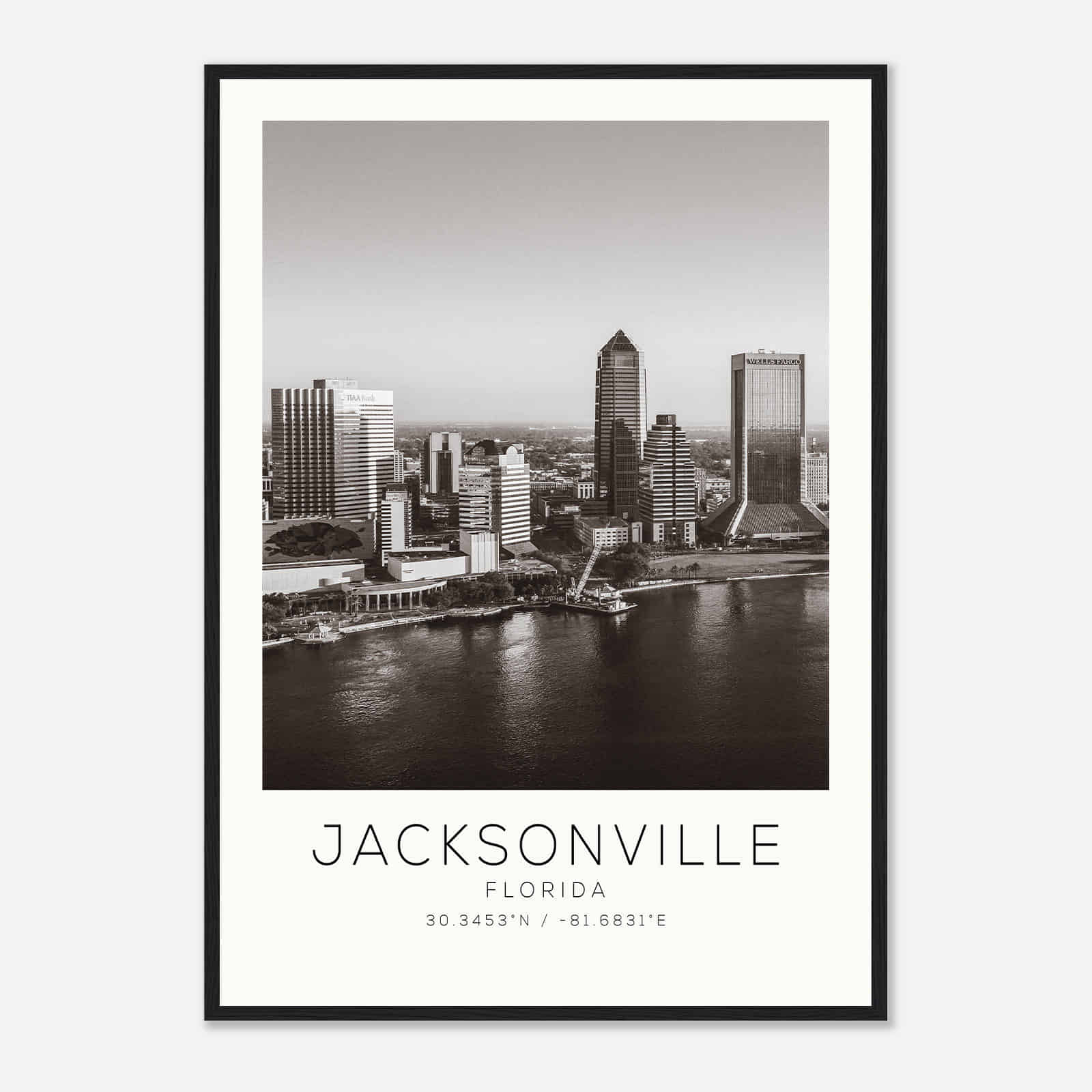 Jacksonville Florida1 Photo Travel Poster BW, Jacksonville Travel Print, Minimalist Travel Print
