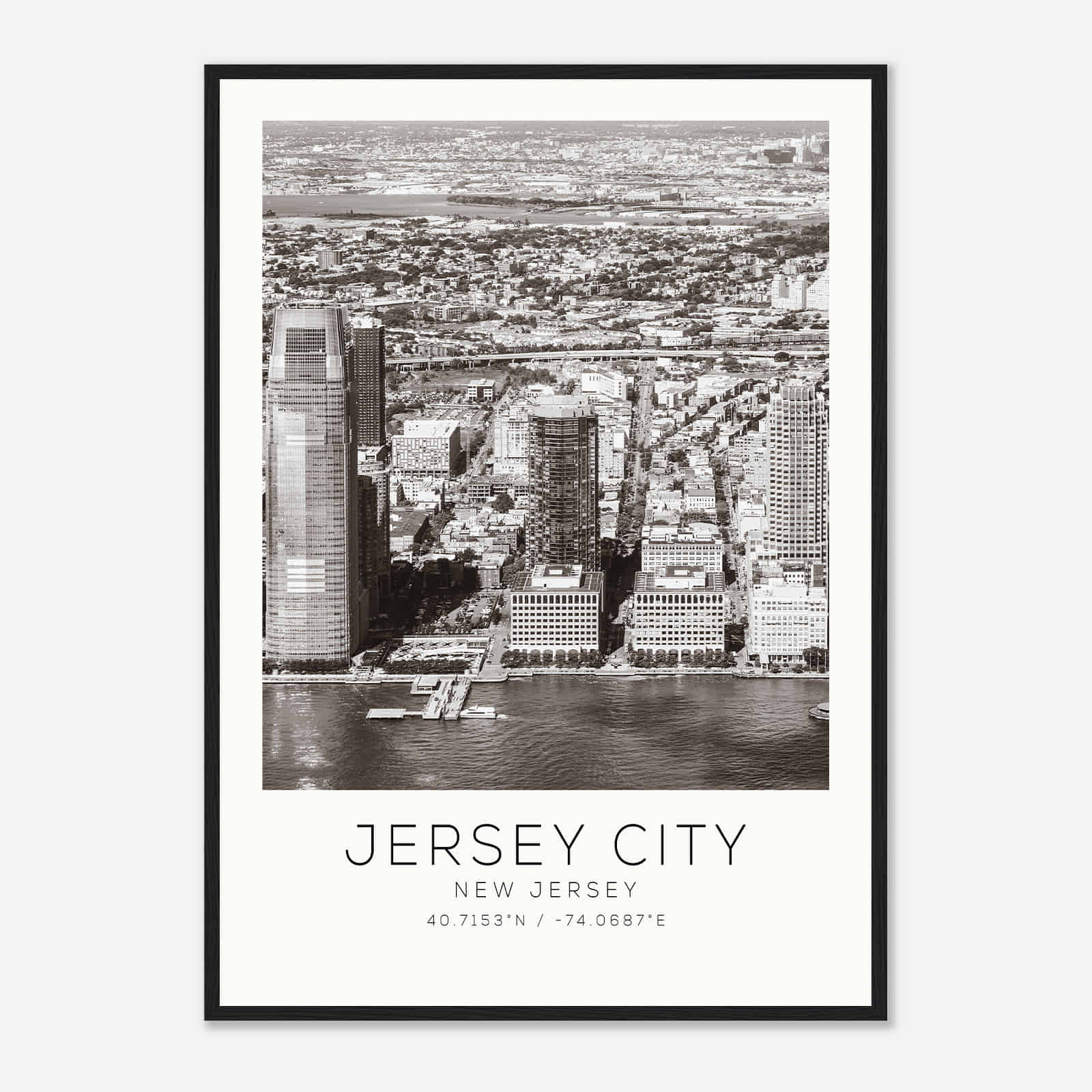 Jersey City New Jersey Photo Travel Poster BW, Jersey City Travel Print, Minimalist Travel Print DS1