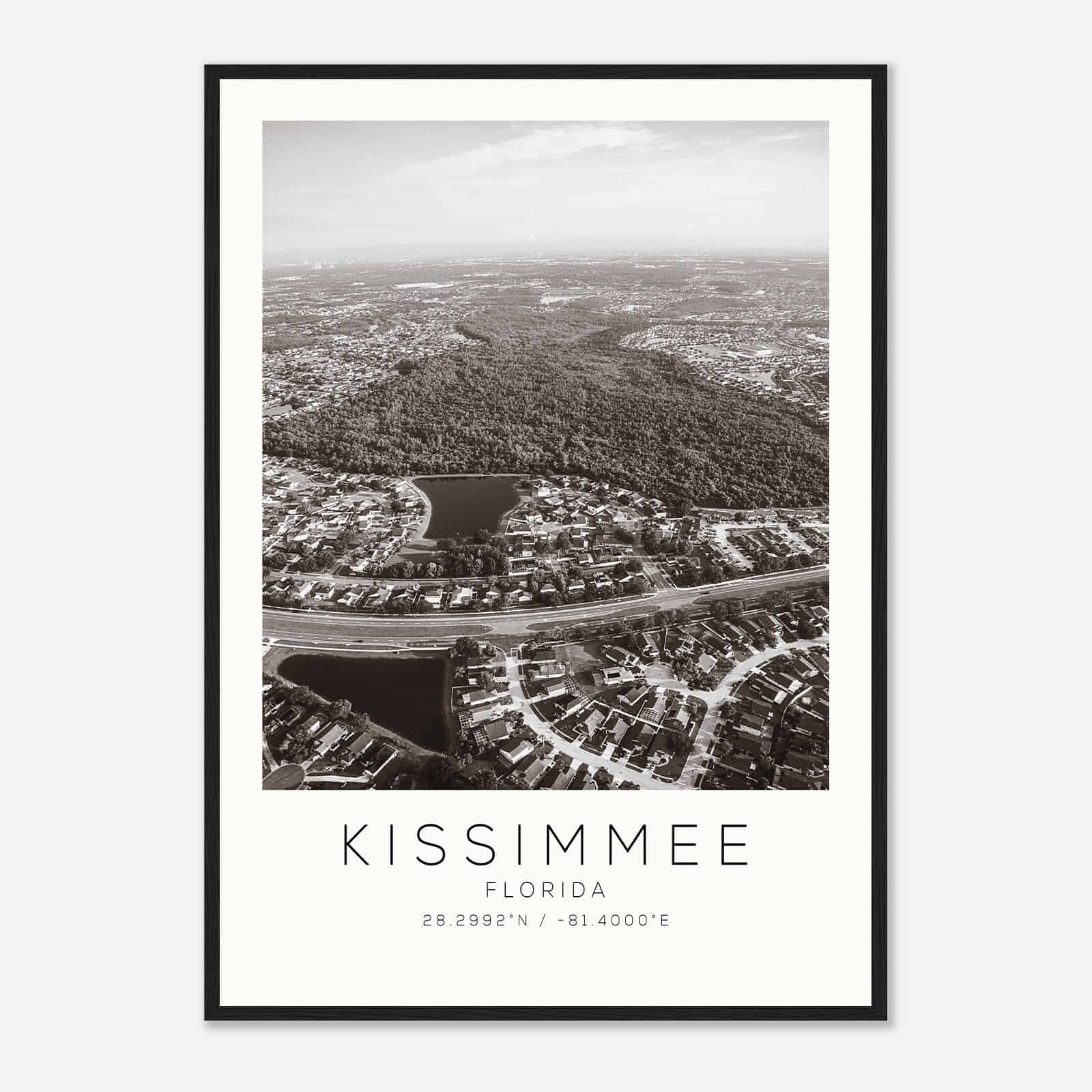 Kissimmee Florida Photo Travel Poster BW, Kissimmee Travel Print, Minimalist Travel Print DS1