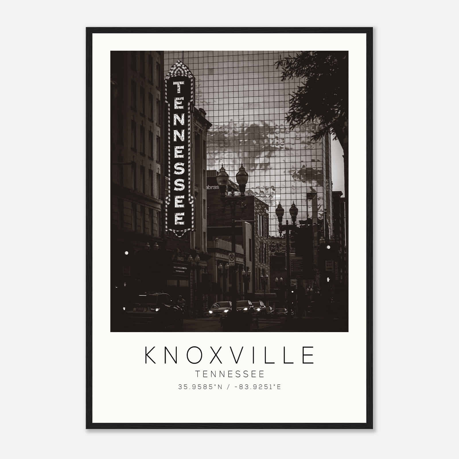 Knoxville Tennessee DS2 Photo Travel Poster BW, Knoxville Tennessee Travel Print, Minimalist Travel Print