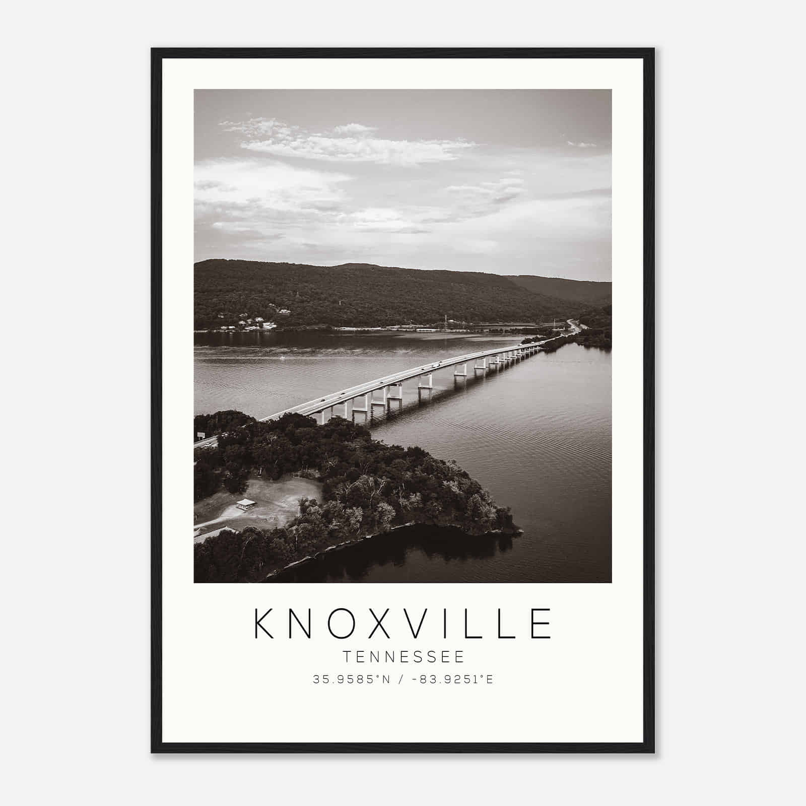 Knoxville Tennessee DS3 Photo Travel Poster BW, Knoxville Tennessee Travel Print, Minimalist Travel Print