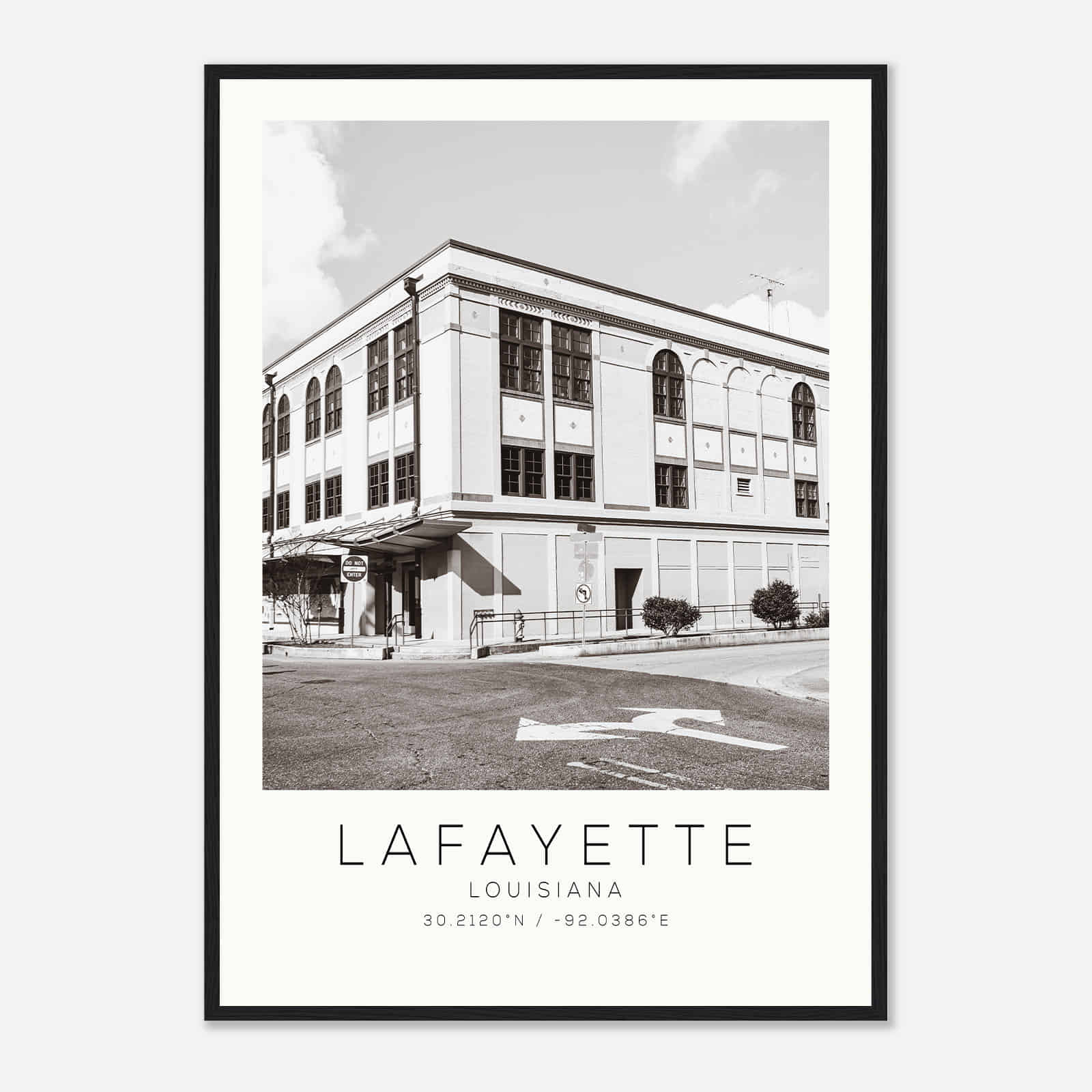 Lafayette Louisiana Photo Travel Poster BW, Lafayette Travel Print, Minimalist Travel Print