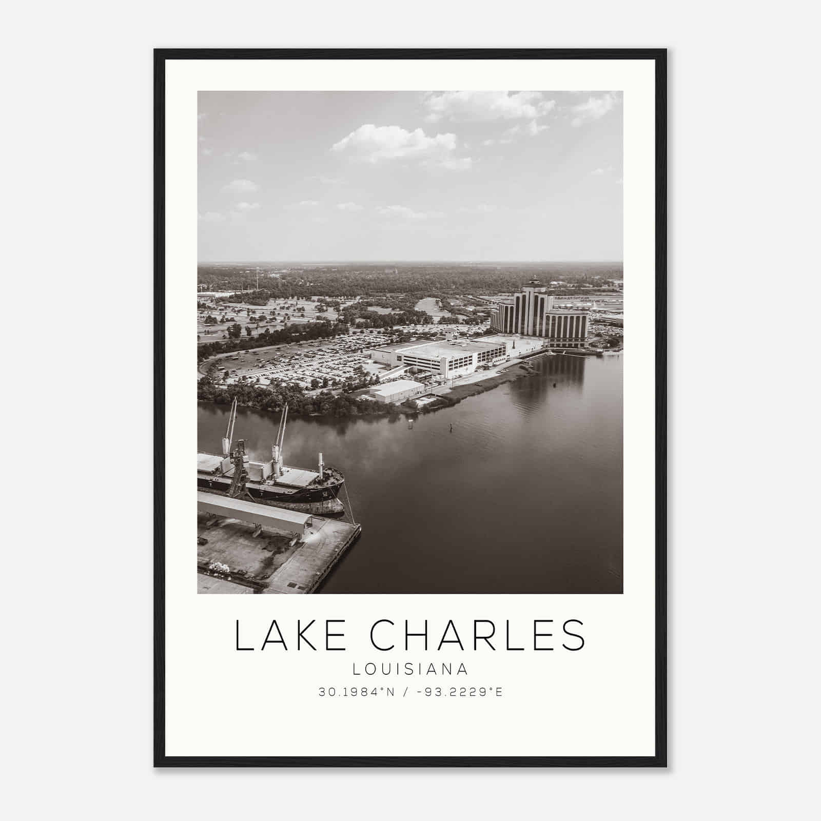 Lake Charles Louisiana Photo Travel Poster BW, Lake Charles Travel Print, Minimalist Travel Print Lake Charles Louisiana Photo Travel Poster BW, Lake Charles Travel Print, Minimalist Travel Print