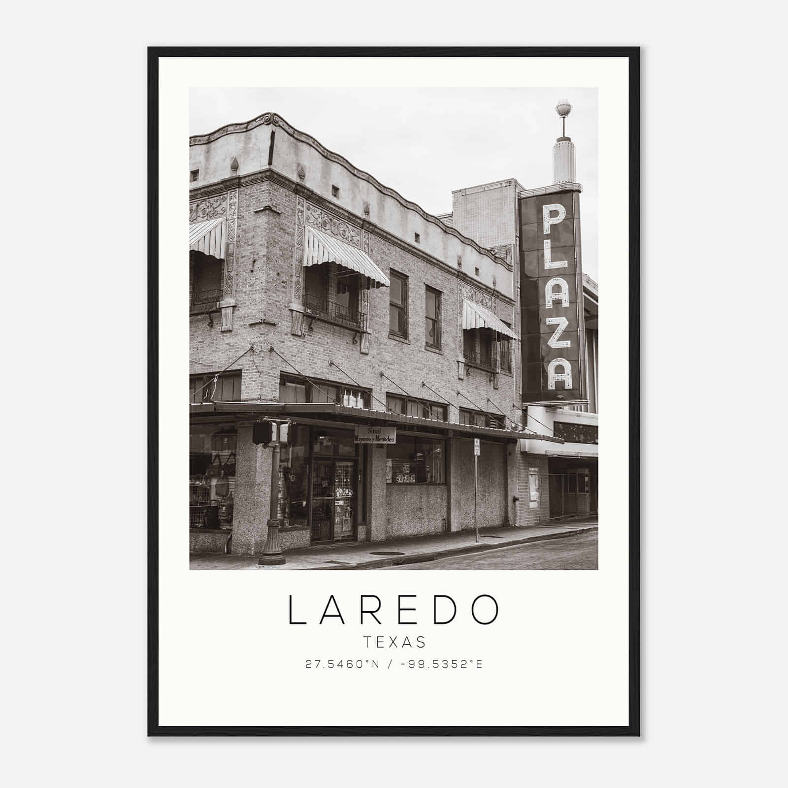 Laredo Texas Photo Travel Poster BW, Laredo Travel Print, Minimalist Travel Print