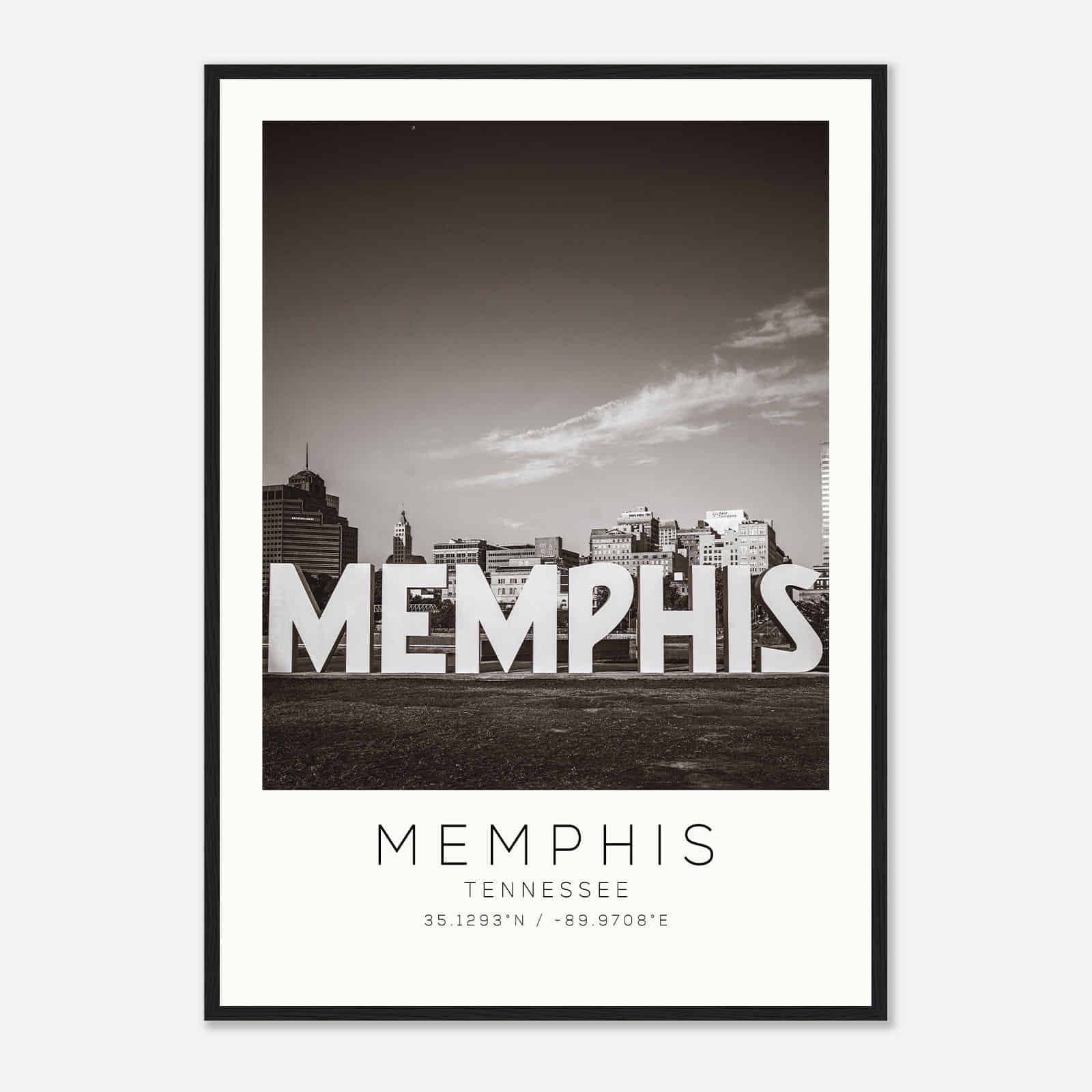Memphis Tennessee Photo Travel Poster BW, Memphis Travel Print, Minimalist Travel Print DS1
