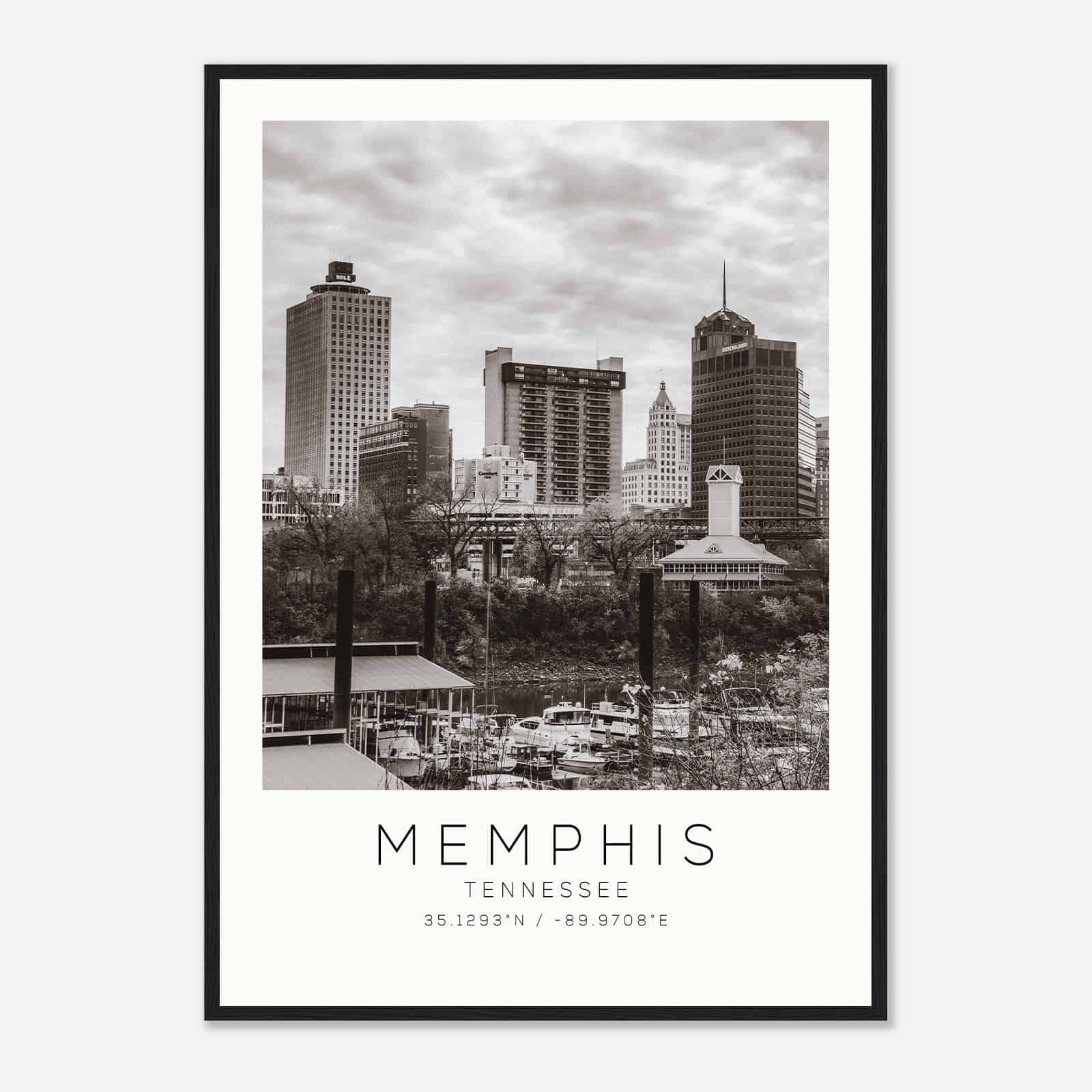Memphis Tennessee Photo Travel Poster BW, Memphis Travel Print, Minimalist Travel Print DS3