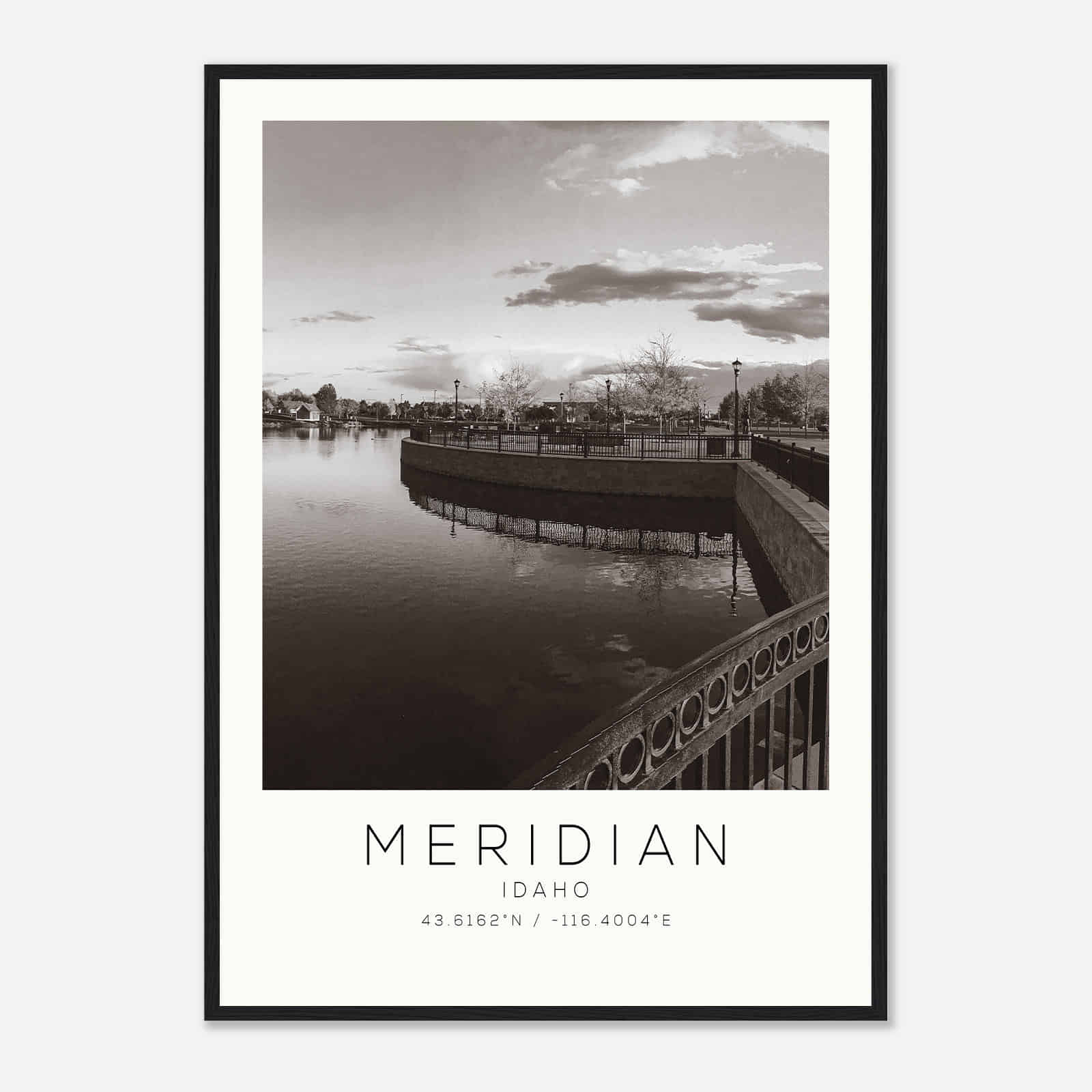 Meridian Idaho Photo Travel Poster BW, Meridian Travel Print, Minimalist Travel Print DS2