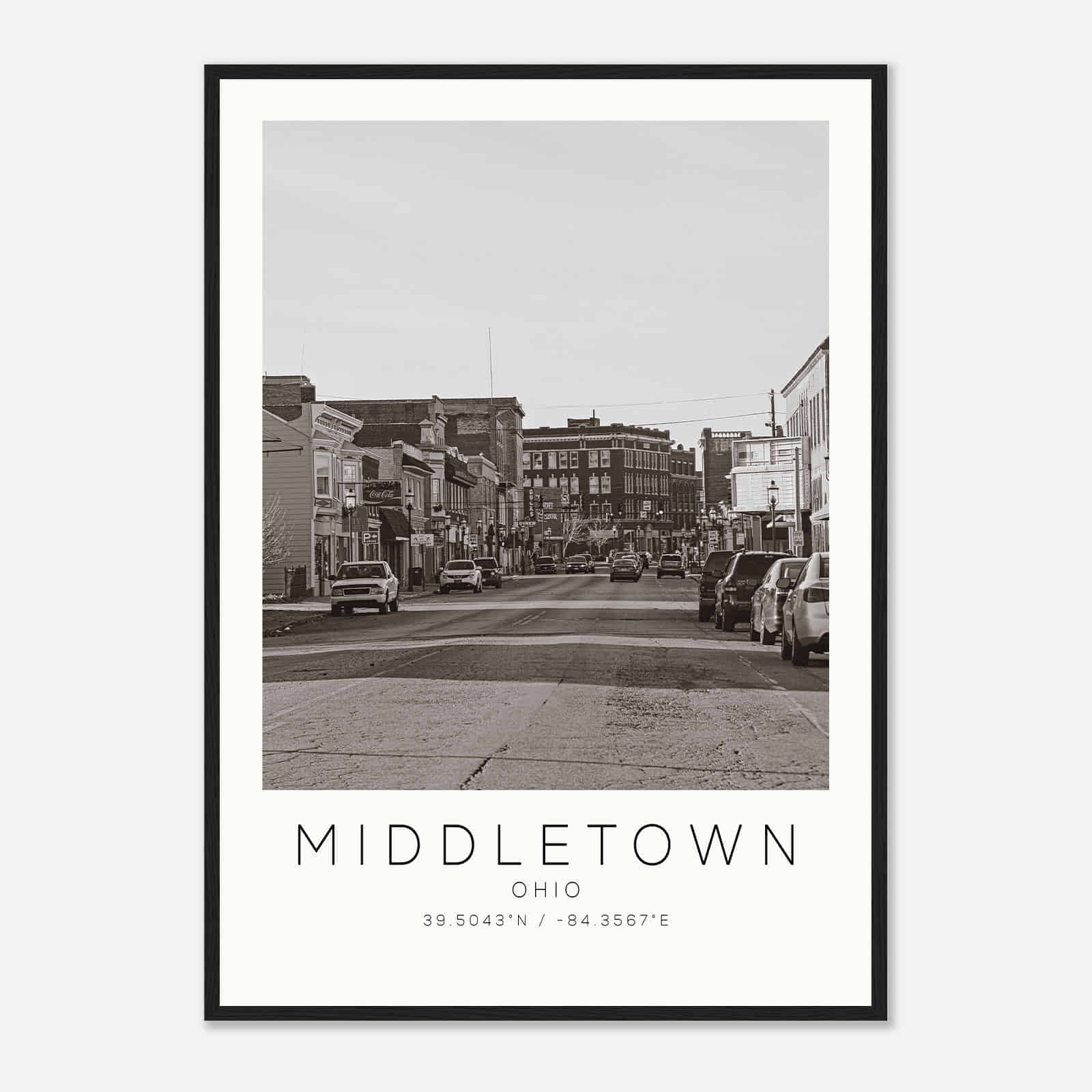 Middletown Ohio Photo Travel Poster BW, Middletown Travel Print, Minimalist Travel Print