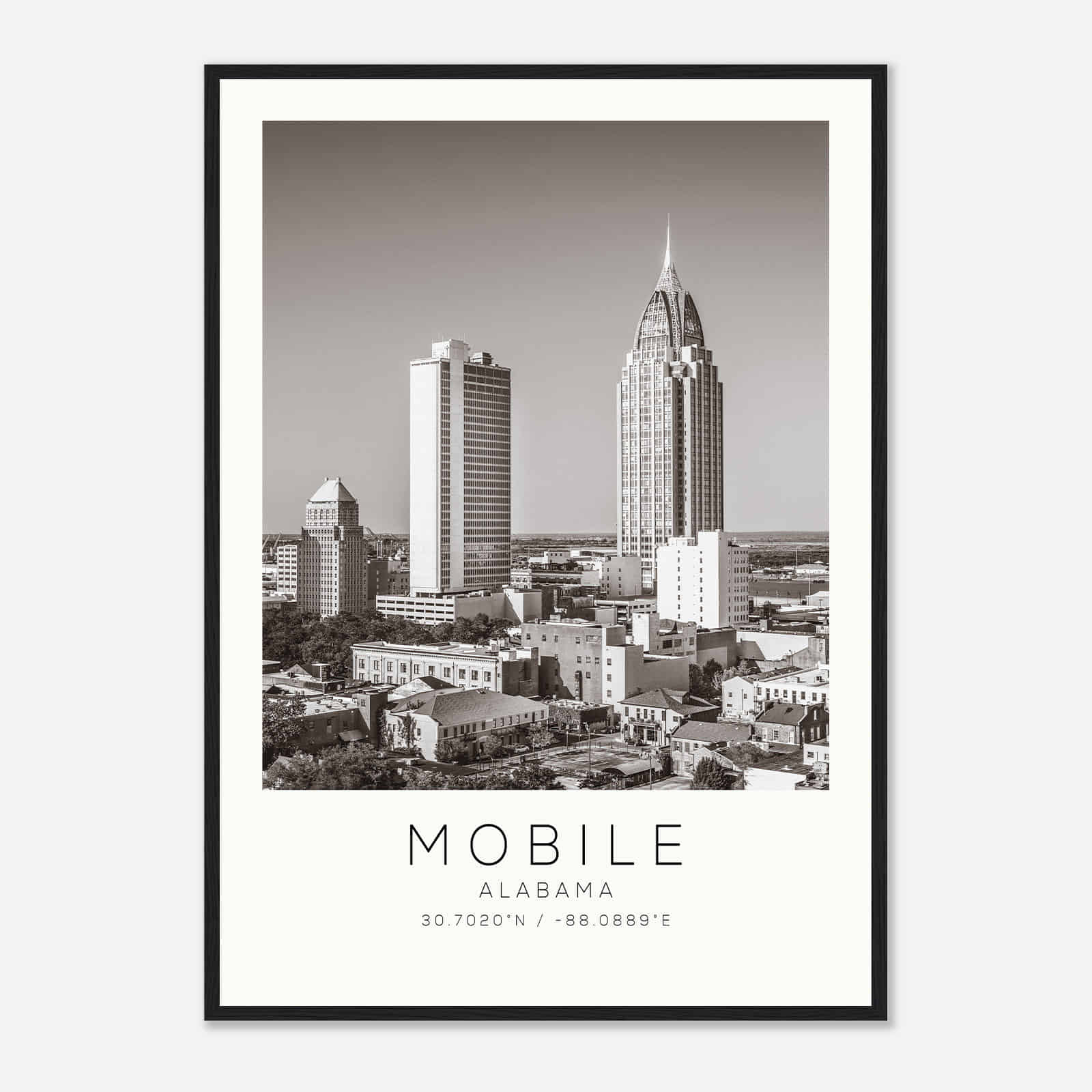 Mobile Alabama Photo Travel Poster BW, Mobile Travel Print, Minimalist Travel Print DS1