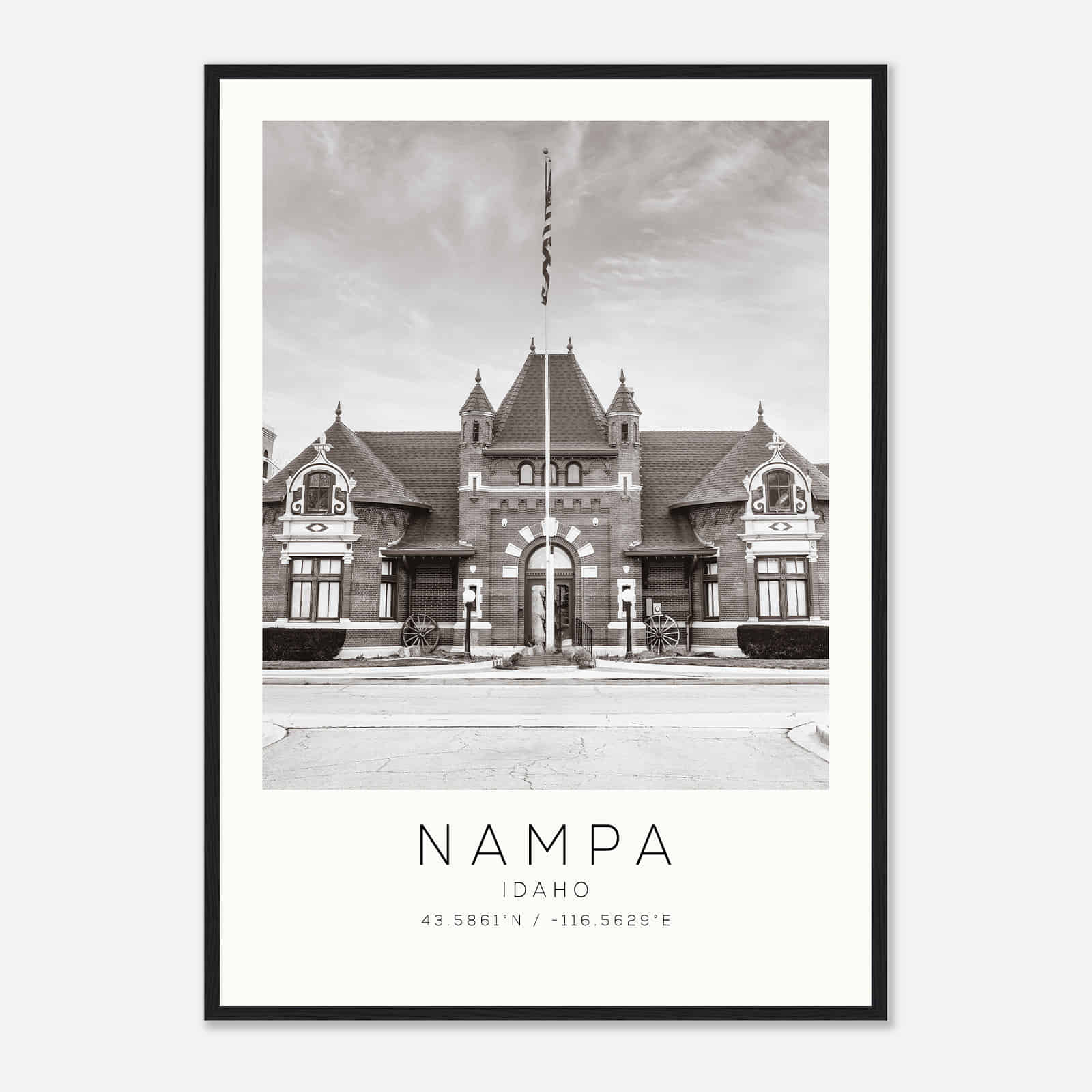 Nampa Idaho Photo Travel Poster BW, Nampa Travel Print, Minimalist Travel Print