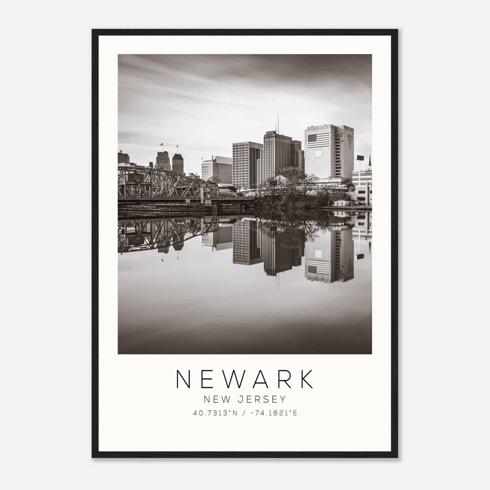 Newark New Jersey Photo Travel Poster BW, Newark Travel Print, Minimalist Travel Print DS1