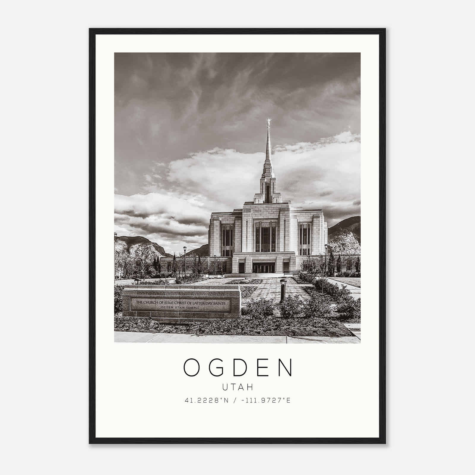 Ogden Utah DS1 Photo Travel Poster BW, Ogden Utah Travel Print, Minimalist Travel Print