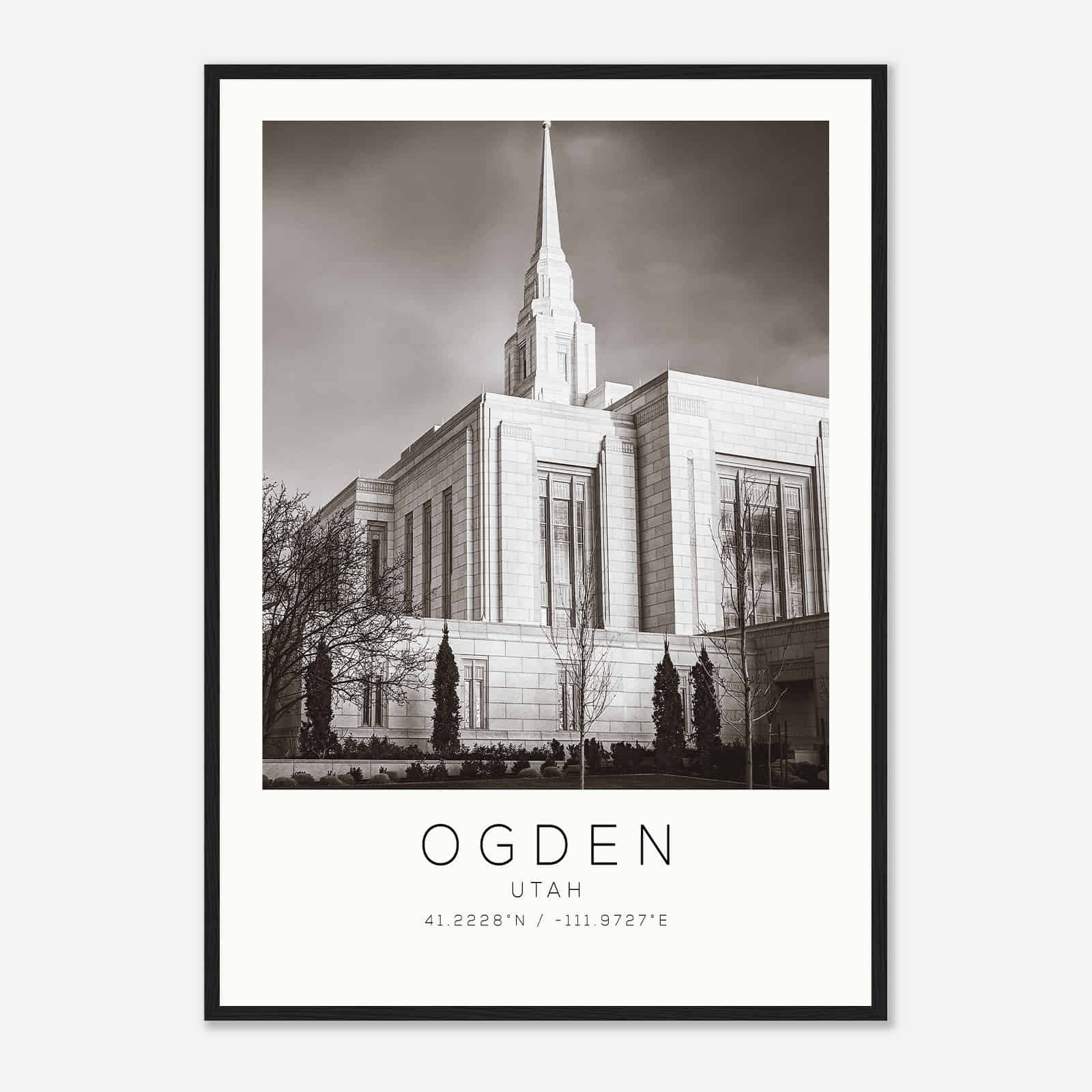 Ogden Utah DS2 Photo Travel Poster BW, Ogden Utah Travel Print, Minimalist Travel Print