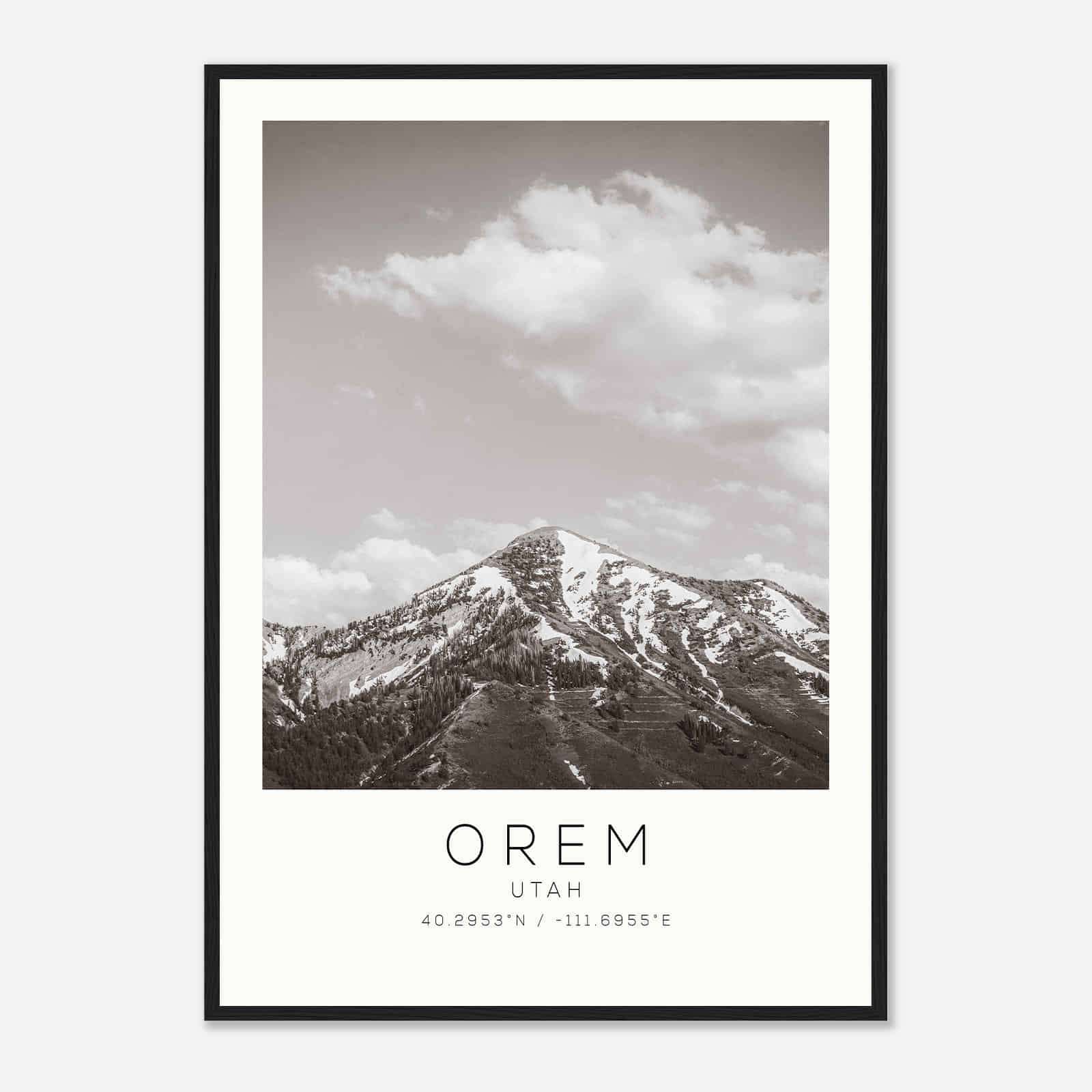 Orem Utah Photo Travel Poster BW, Orem Travel Print, Minimalist Travel Print