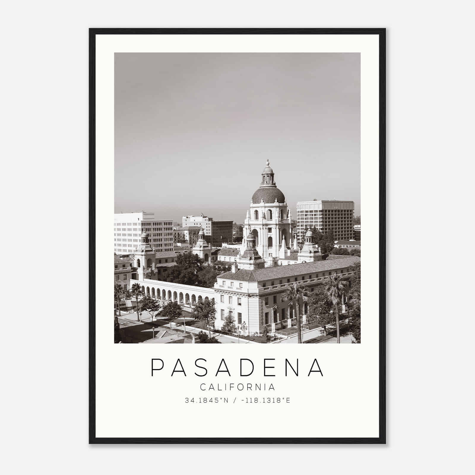 Pasadena California Photo Travel Poster BW, Pasadena Travel Print, Minimalist Travel Print DS2 Pasadena California Photo Travel Poster BW, Pasadena Travel Print, Minimalist Travel Print DS2