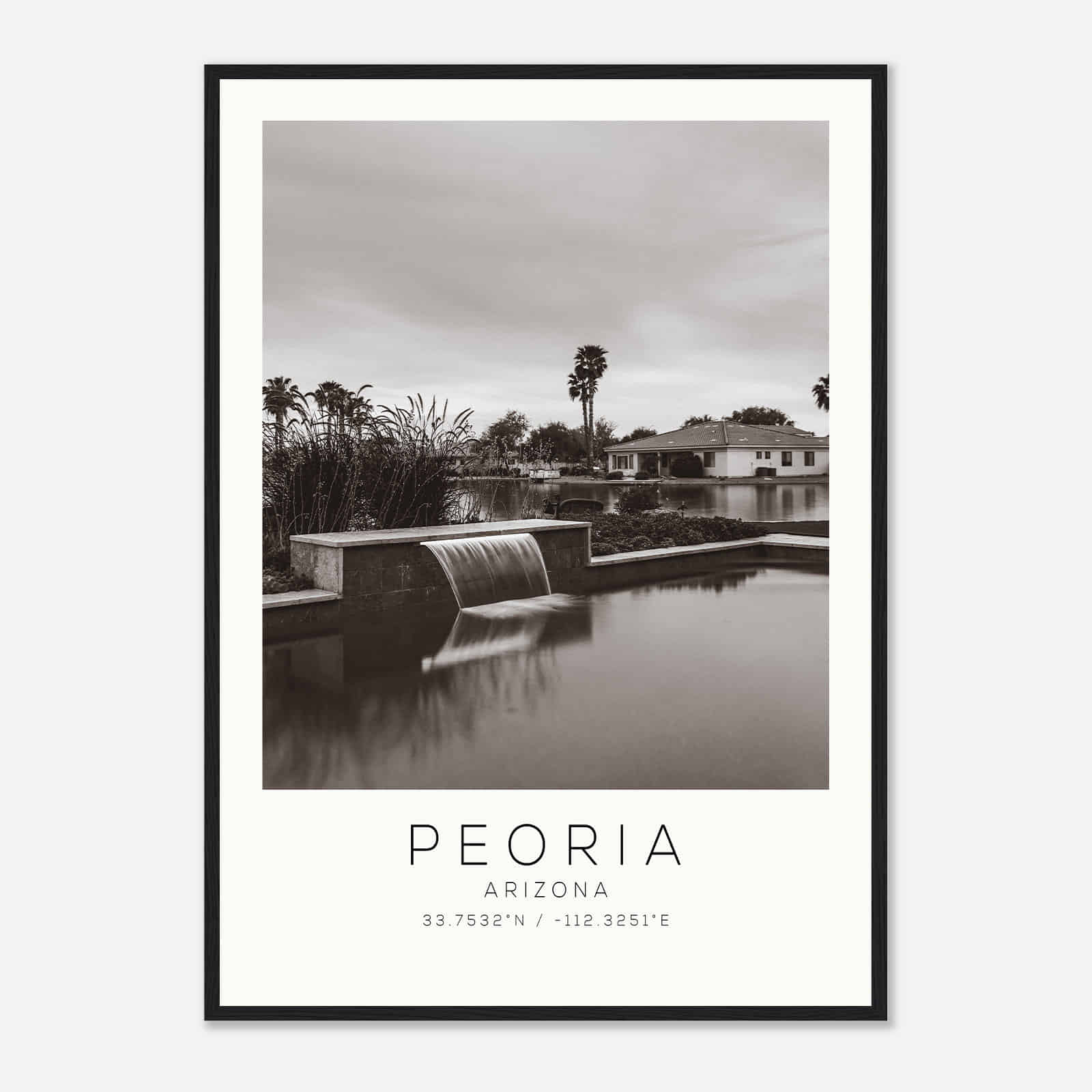 Peoria Arizona Photo Travel Poster BW, Peoria Travel Print, Minimalist Travel Print DS1