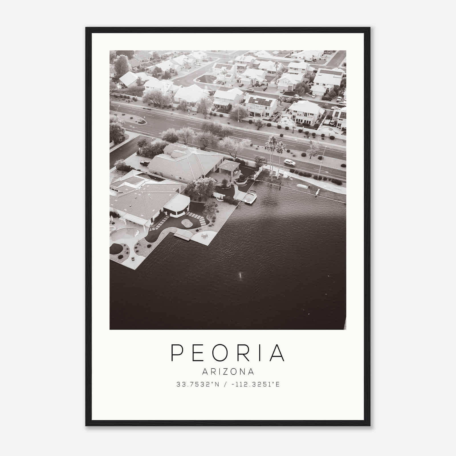 Peoria Arizona Photo Travel Poster BW, Peoria Travel Print, Minimalist Travel Print DS2